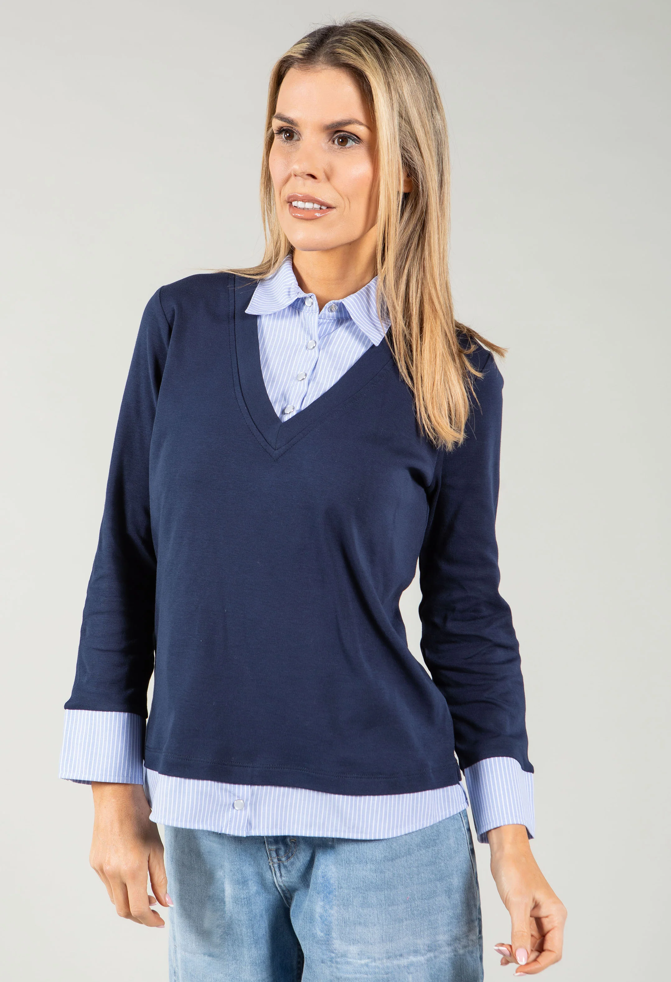 2 in 1 Pinstripe Shirt Top - Image 4