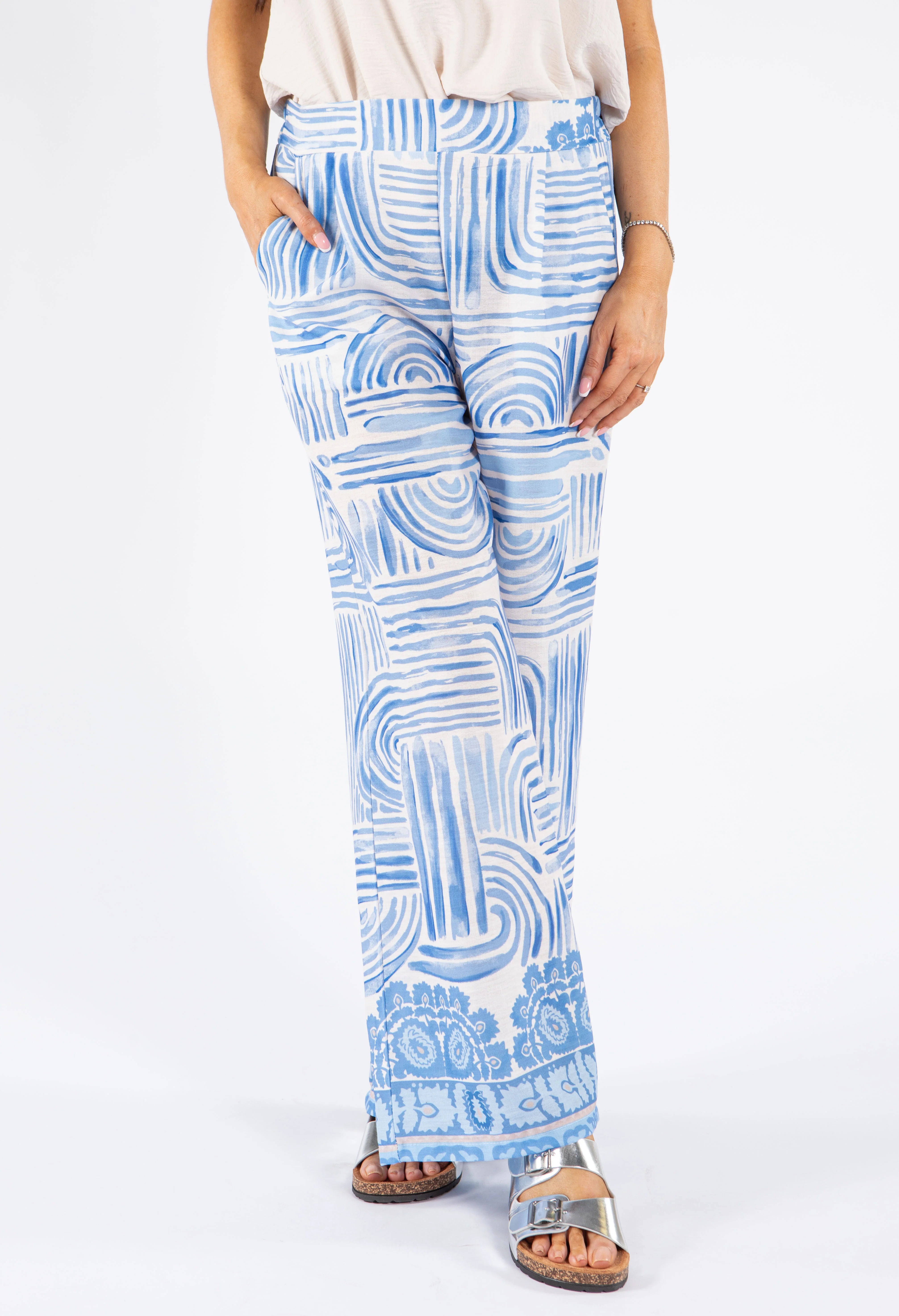 Abstract Print Wide Leg Trousers - Image 11