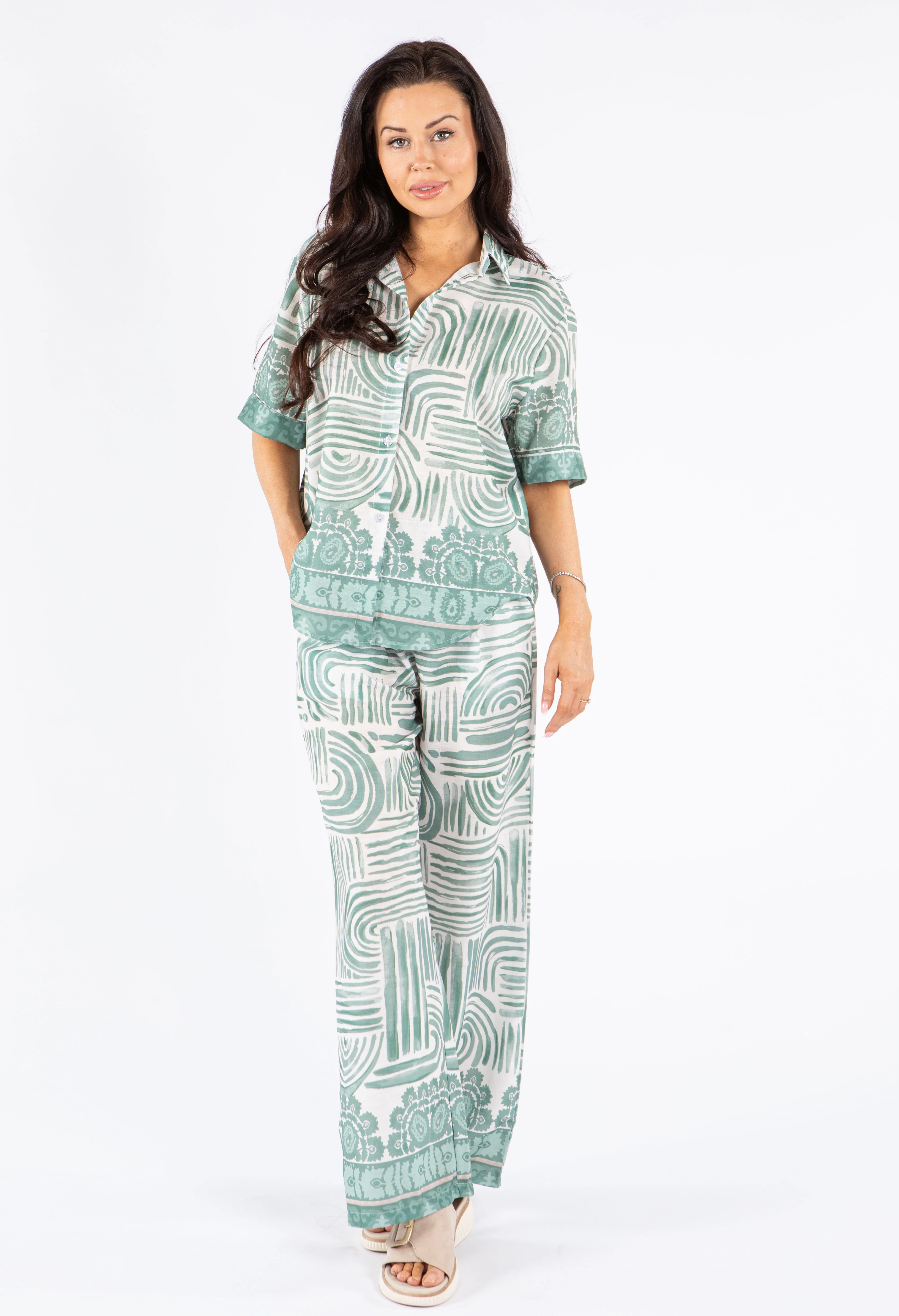 Abstract Print Wide Leg Trousers - Image 2