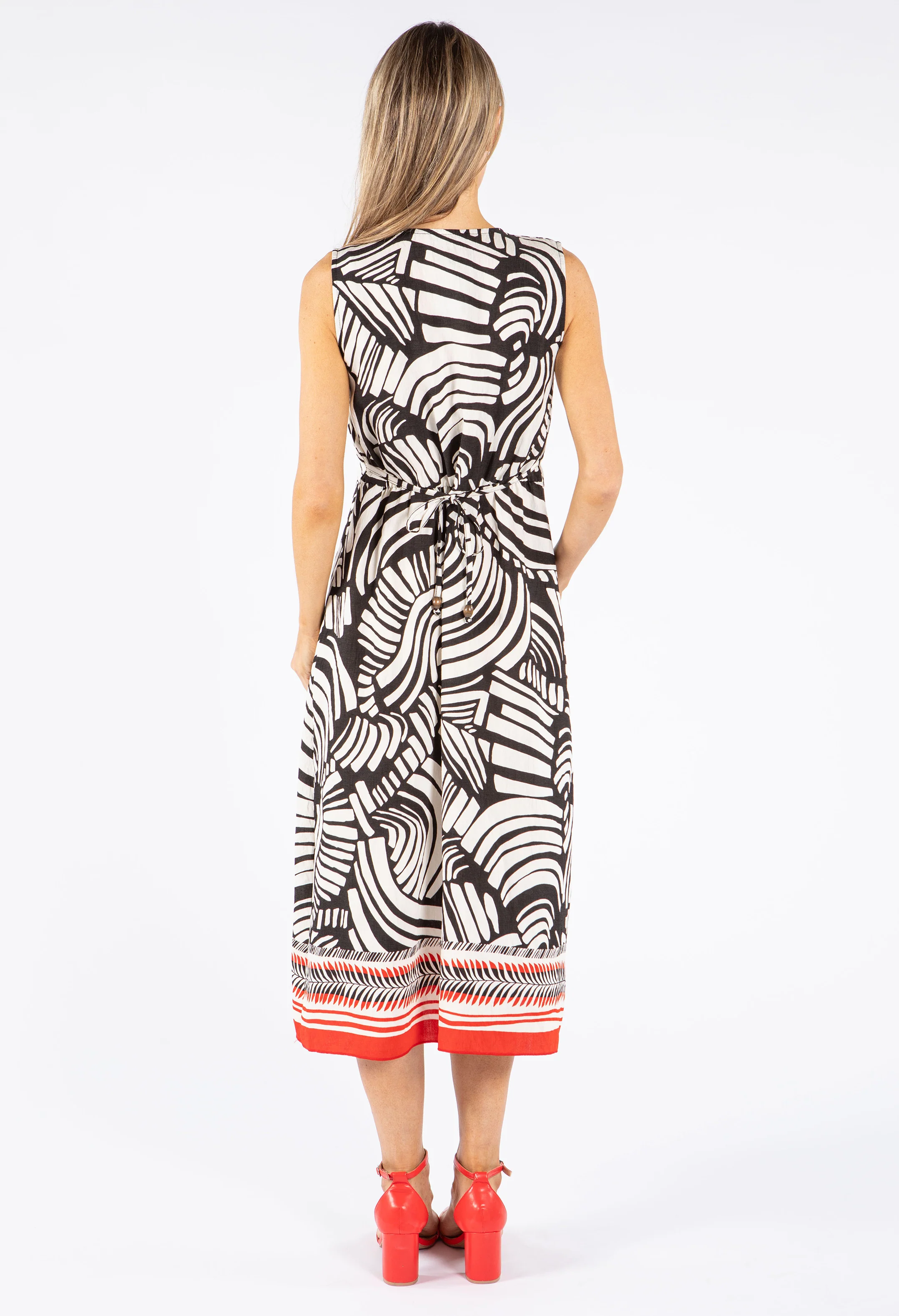 Abstract Print Wrap Bodice Dress - Image 5