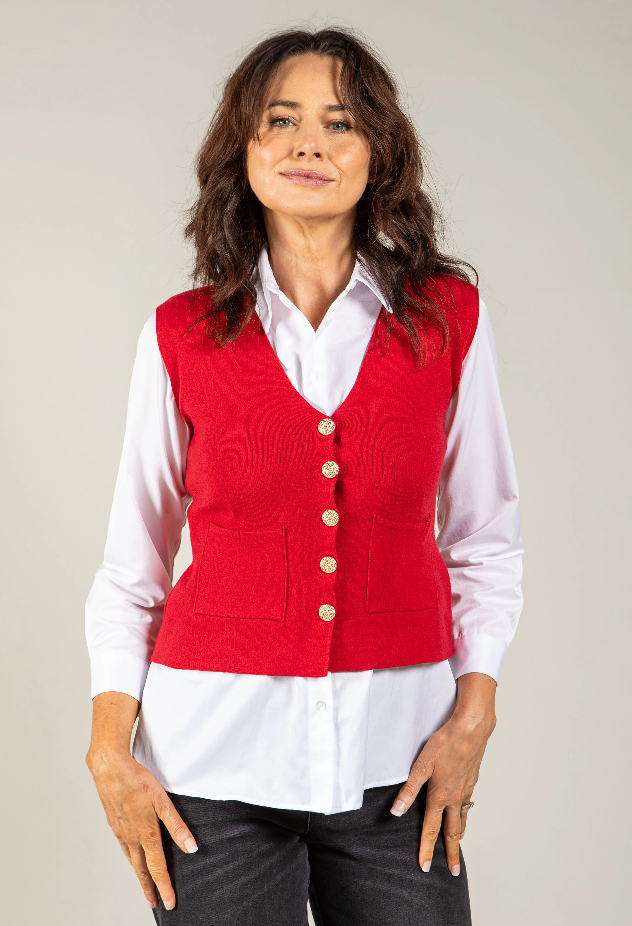 Alba Gold Button Waistcoat - Image 11