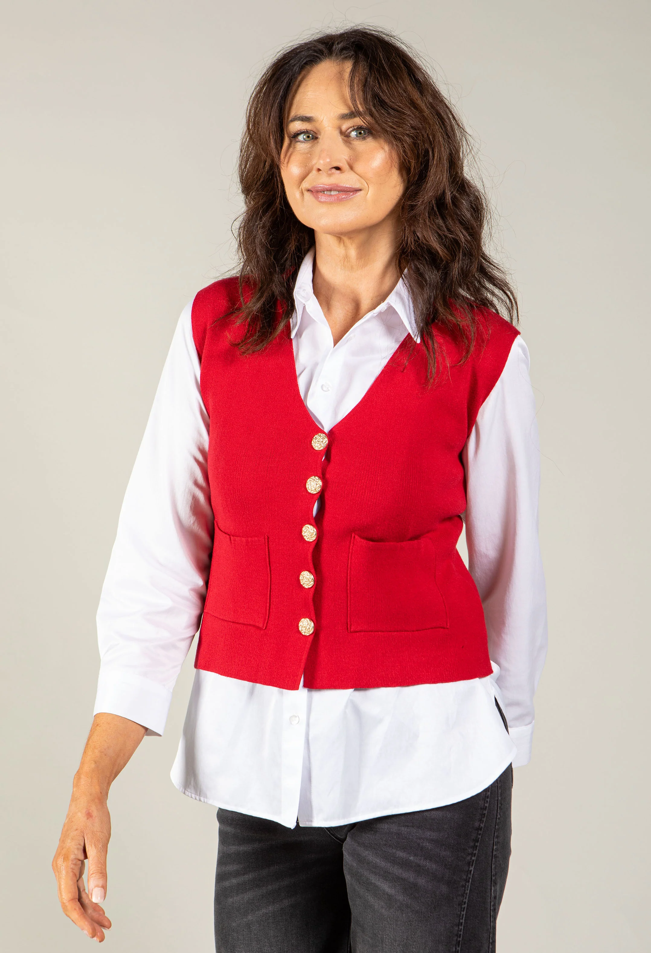 Alba Gold Button Waistcoat - Image 12