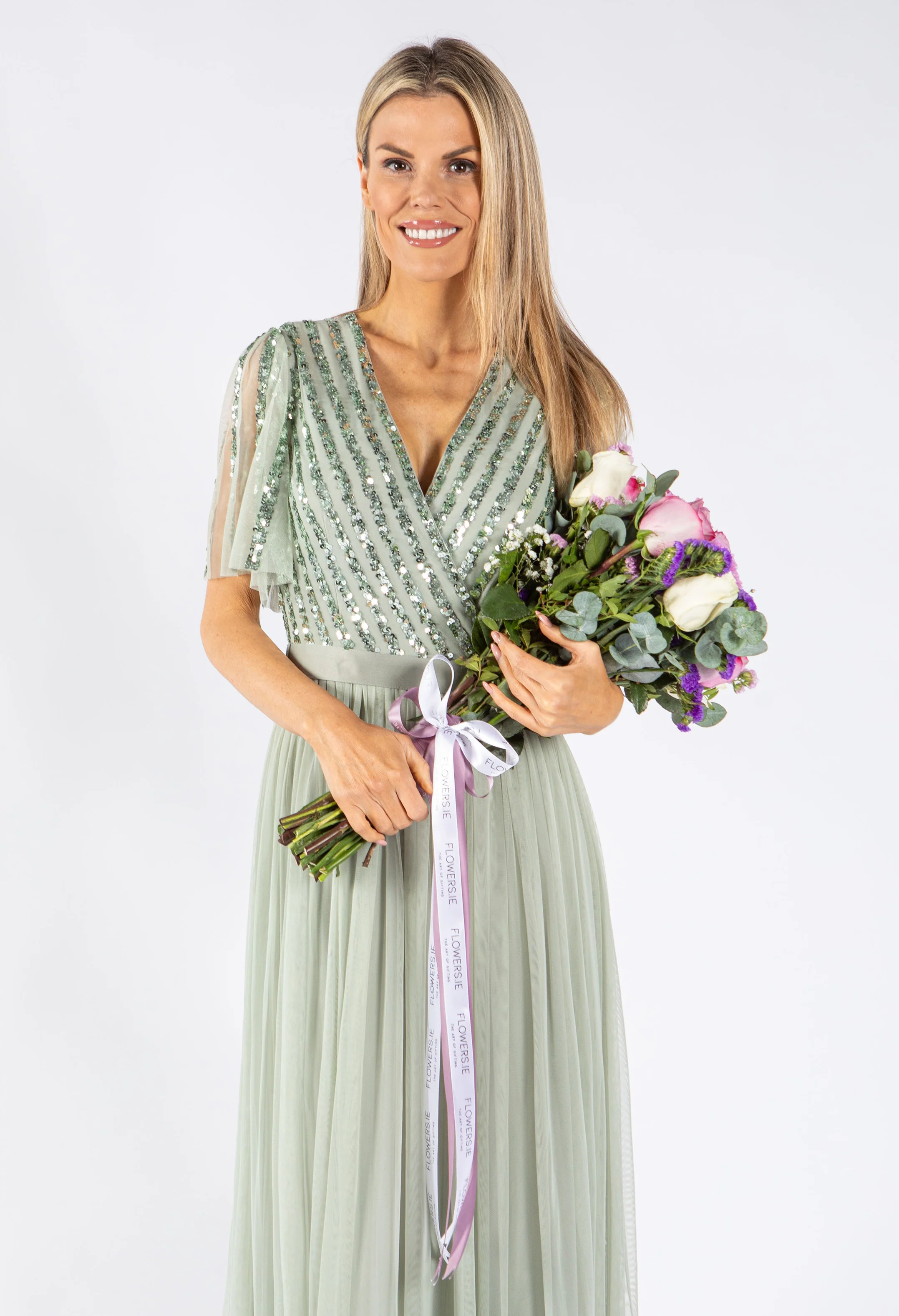 ANGEL SLEEVE EMBELLISHED MAXI DRESS WITH SASH BELT - Image 21