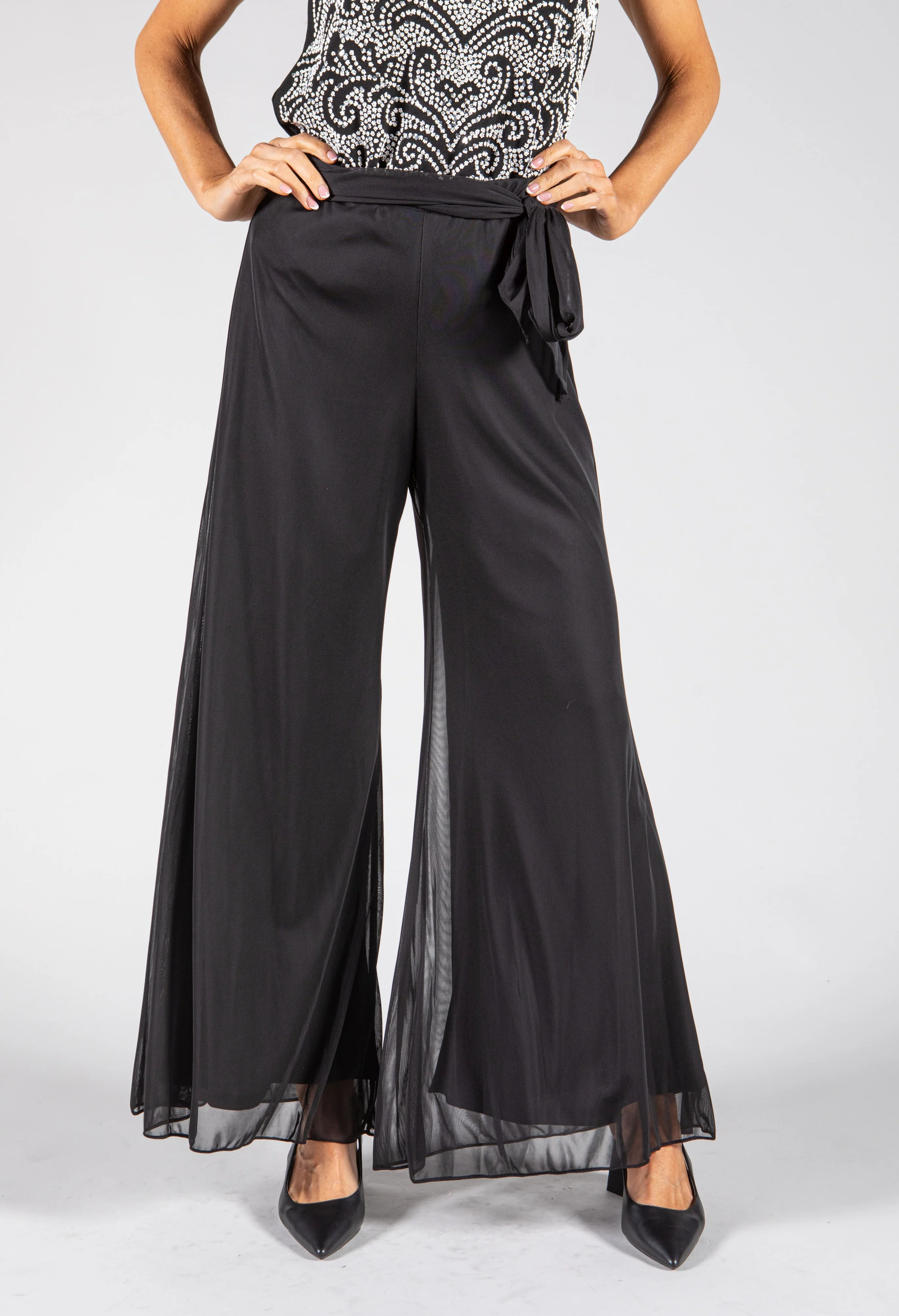 Belt Detail Mesh Trouser - Image 4