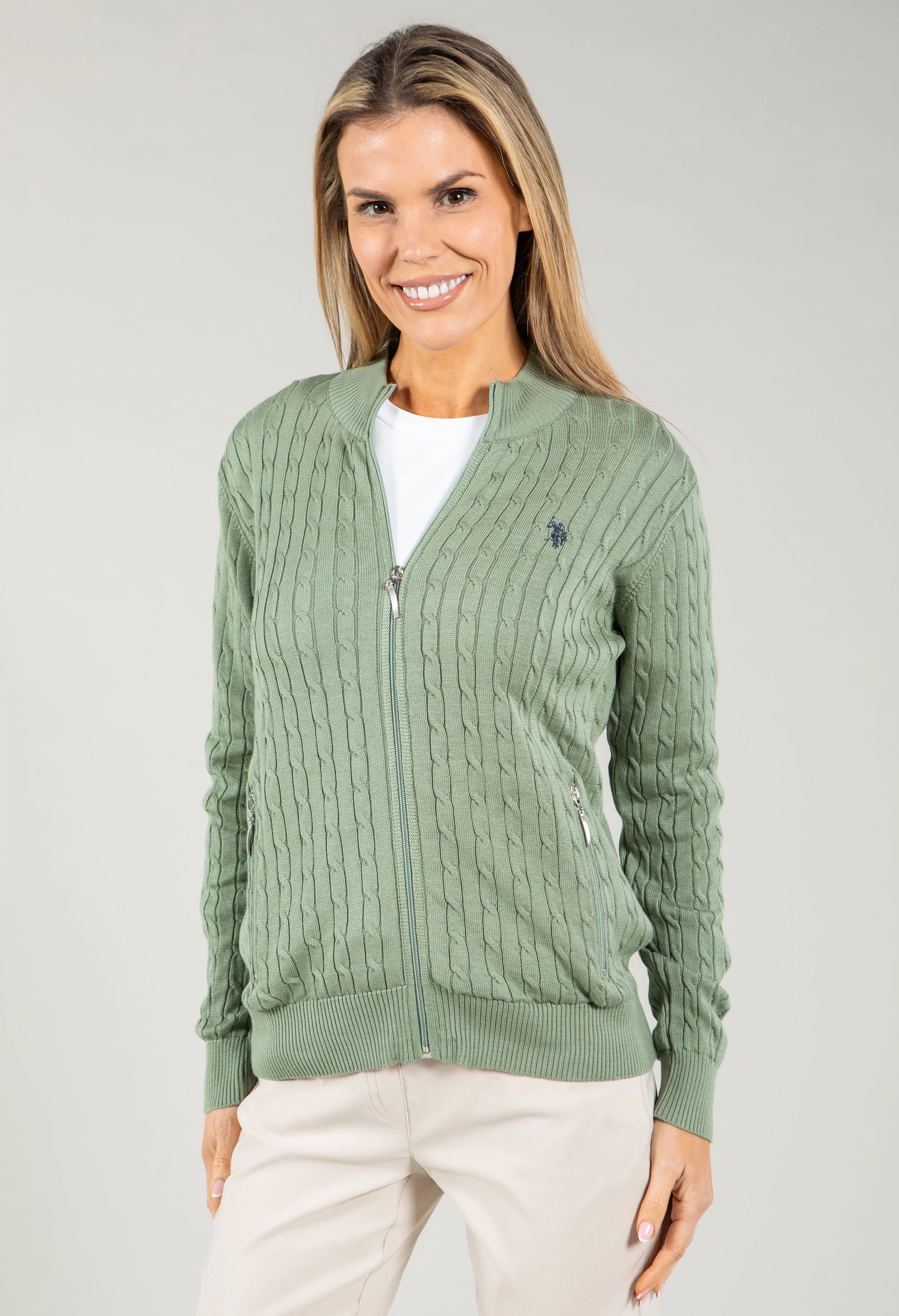 Cable Knit Zip-Up Cardigan - Image 6