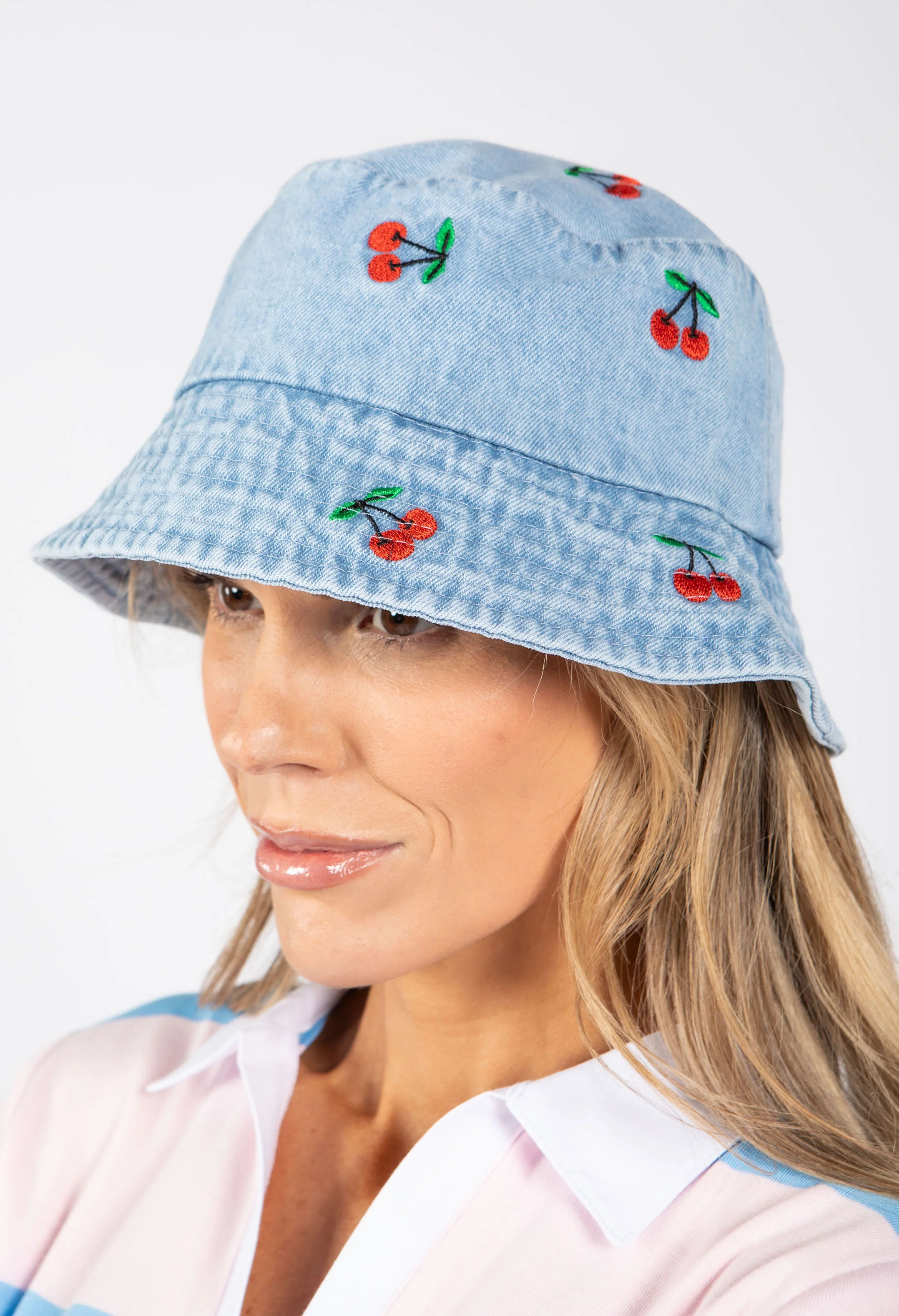 Cherry Denim Bucket Hat - Image 2