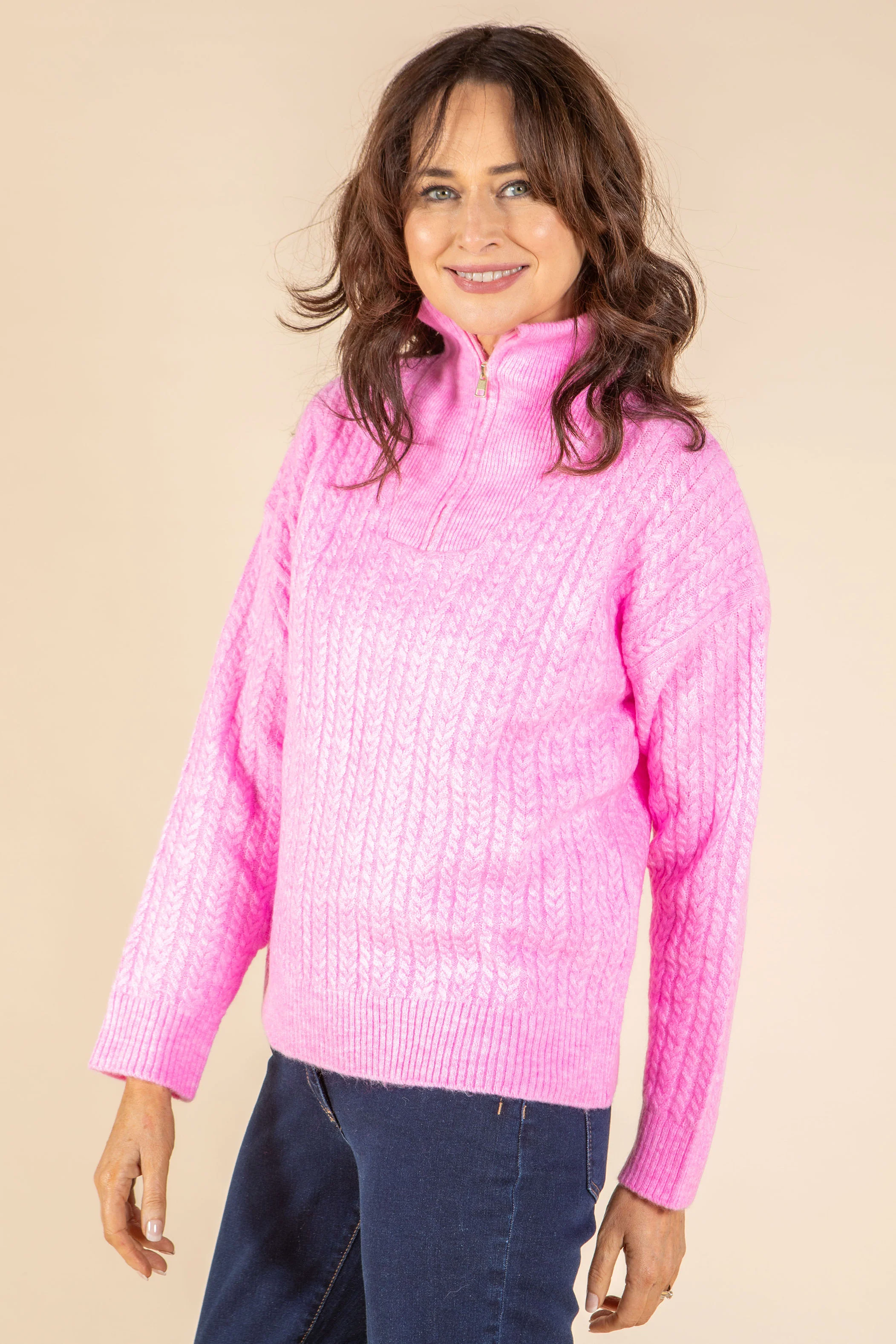 Clifden Quarter-Zip Cable Knit Jumper - Image 4