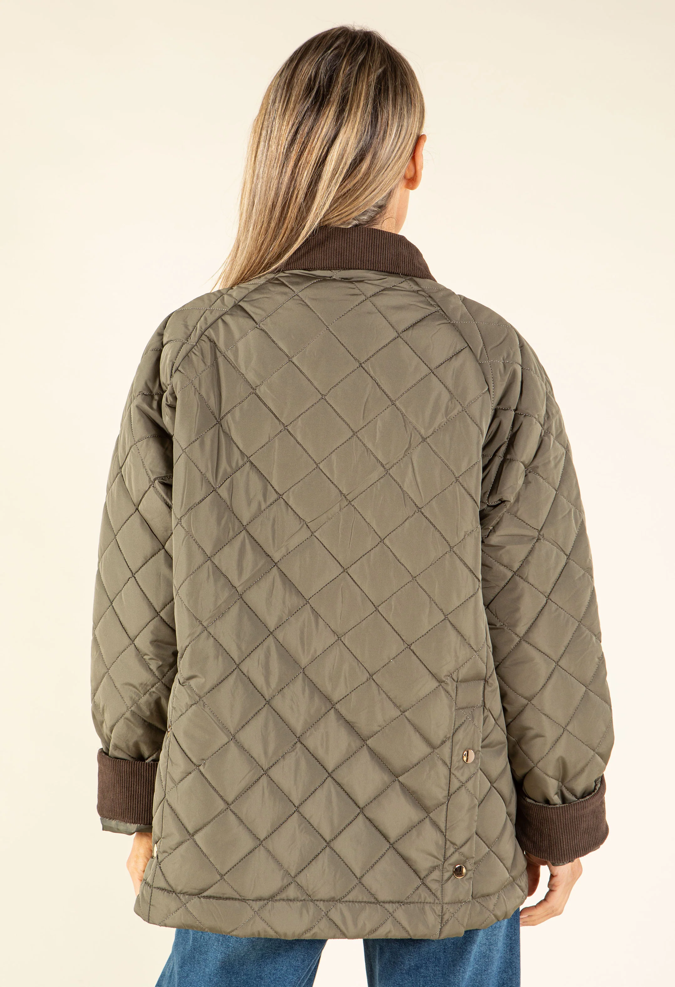 Corduroy Trim Quilted Jacket - Image 15