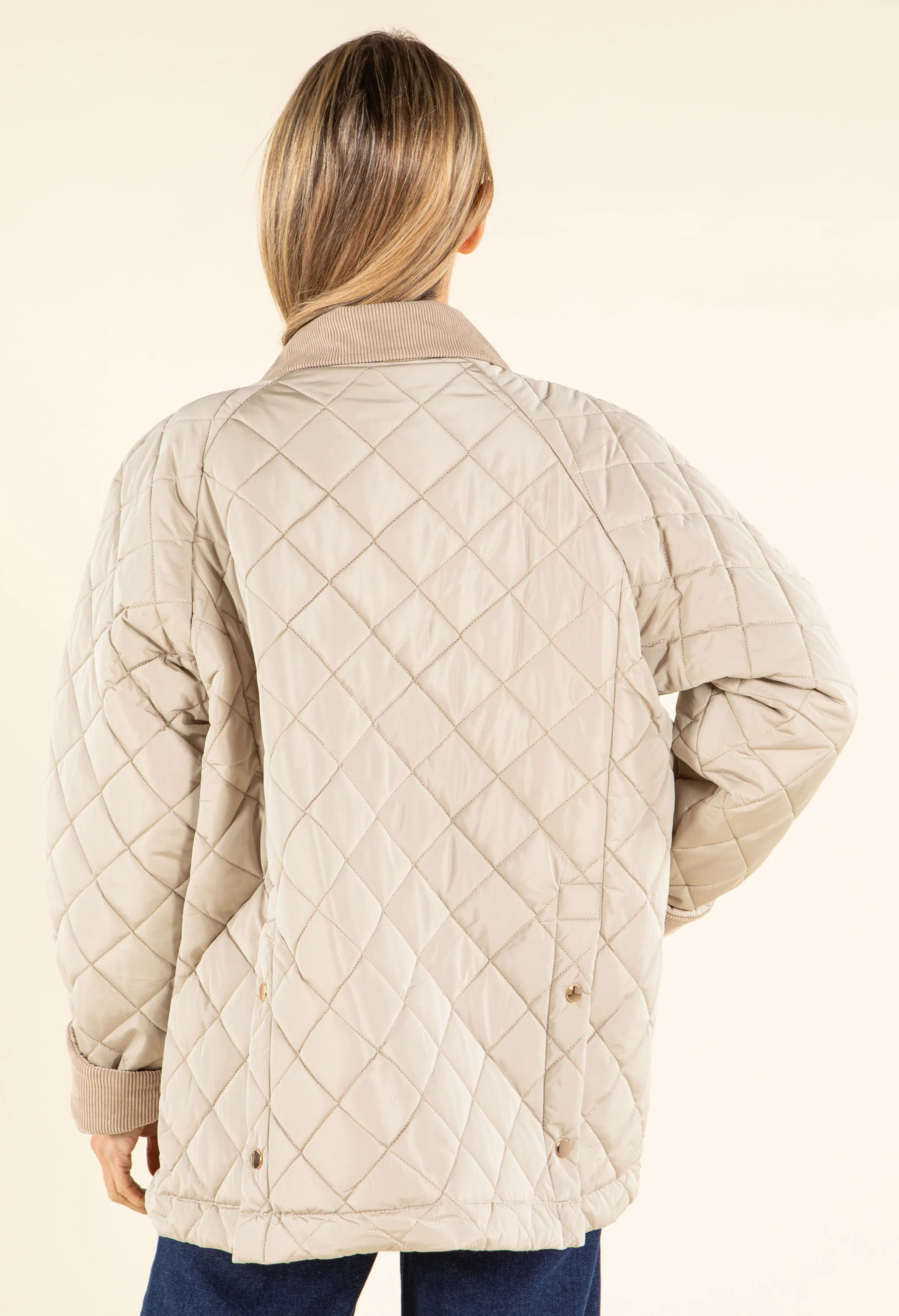 Corduroy Trim Quilted Jacket - Image 5