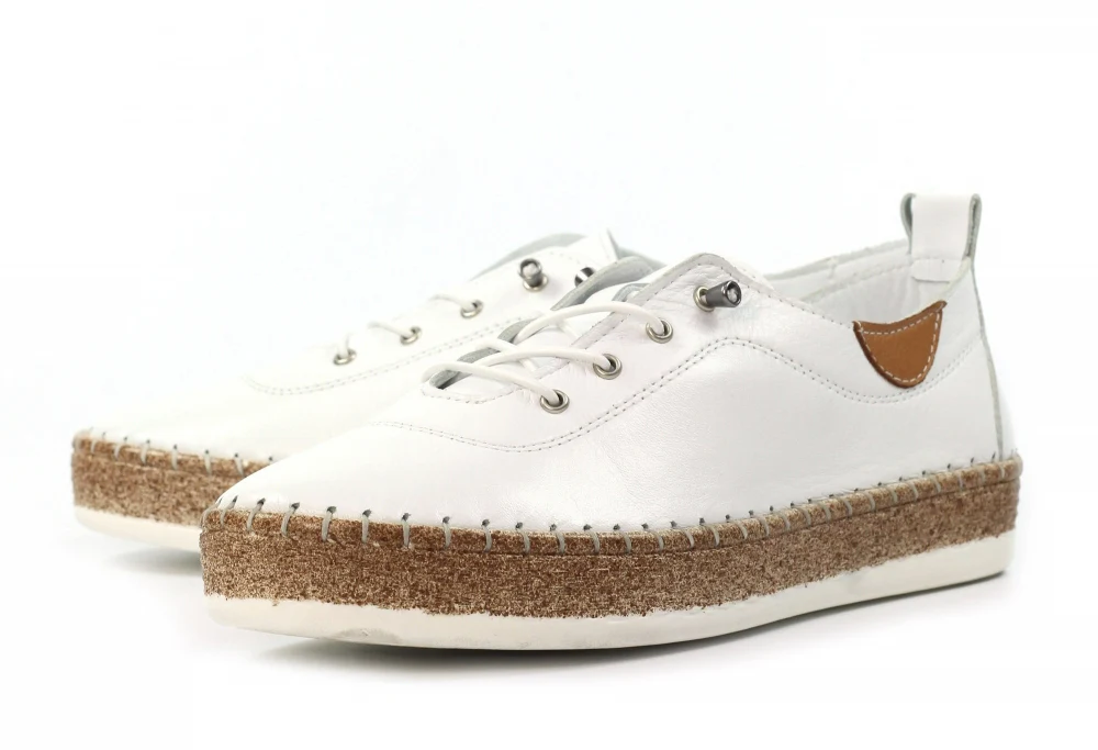 Evie White Leather Plimsoll - Image 5