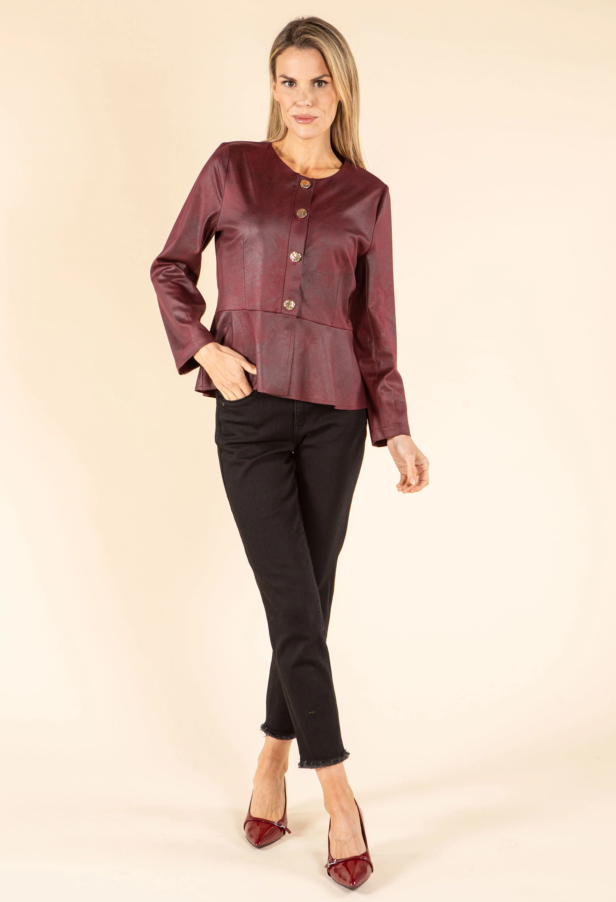 Vintage Leather Peplum Jacket - Image 11