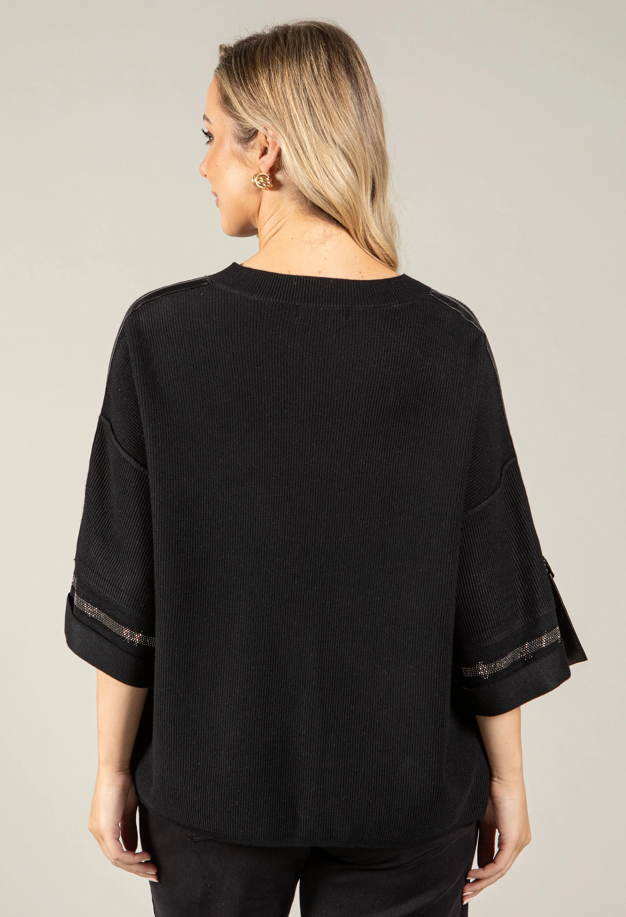 Faux Leather Trim Jumper - Image 8