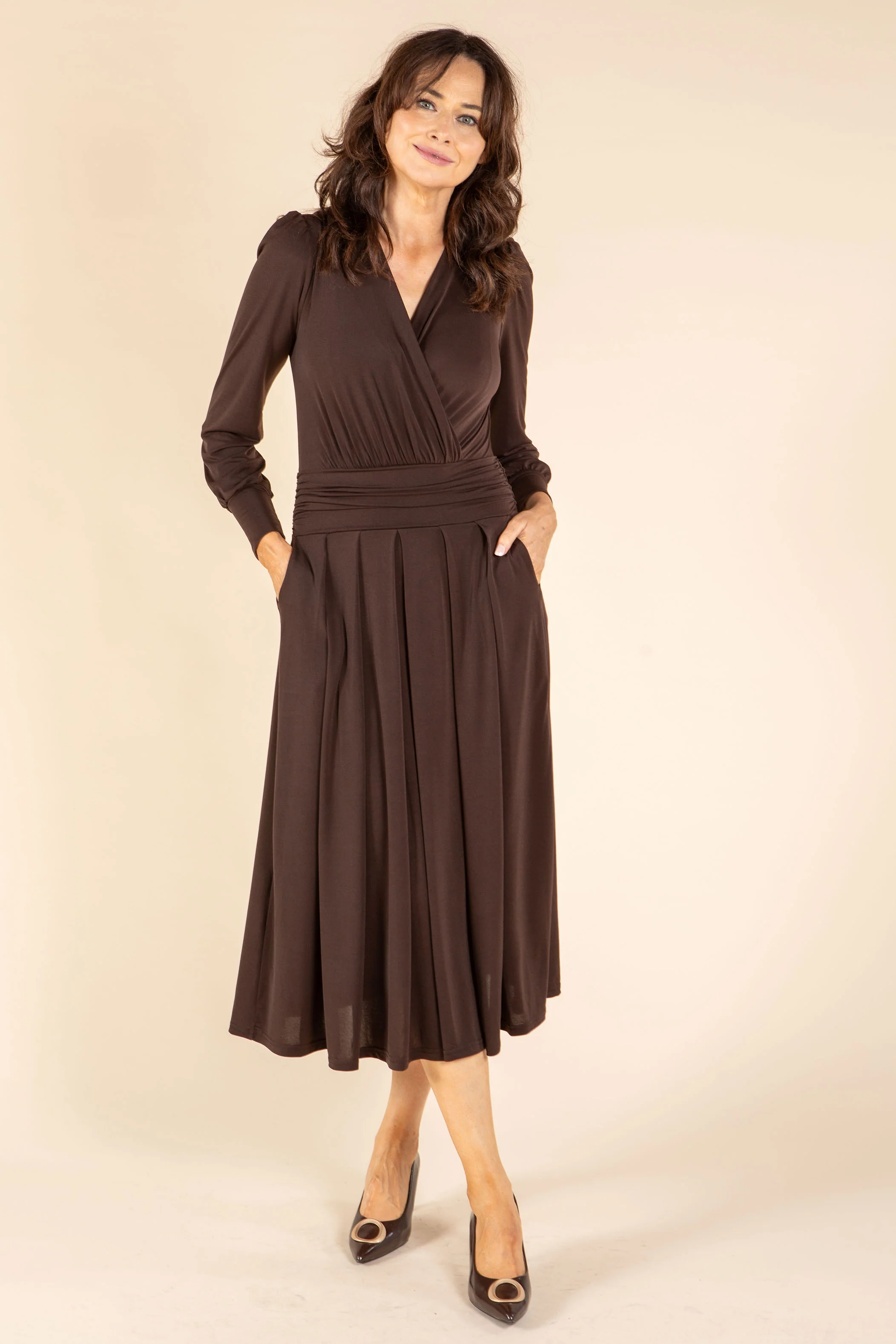 Faux-Wrap Midi Dress - Image 7