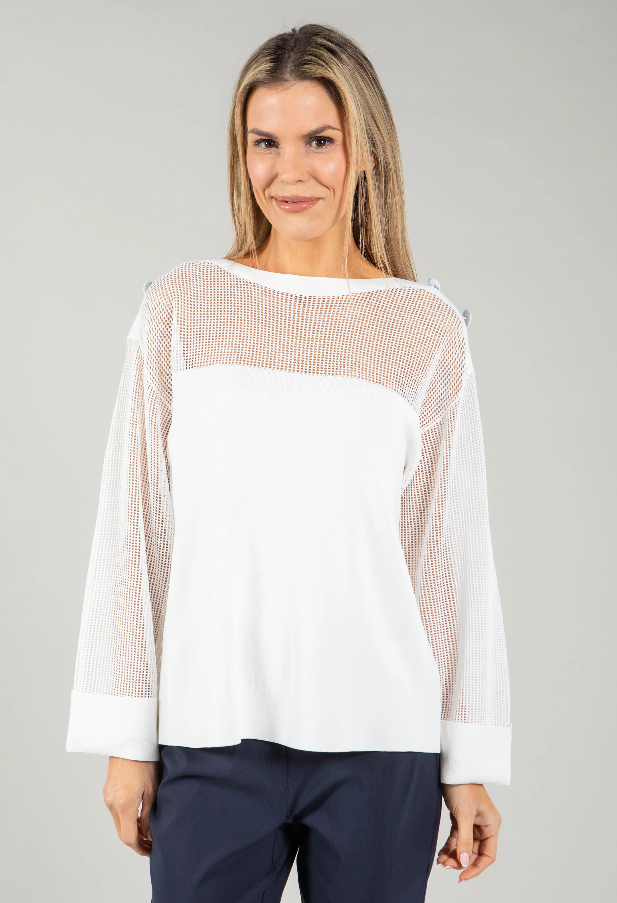 Fine Knit Mesh Panel Top - Image 5