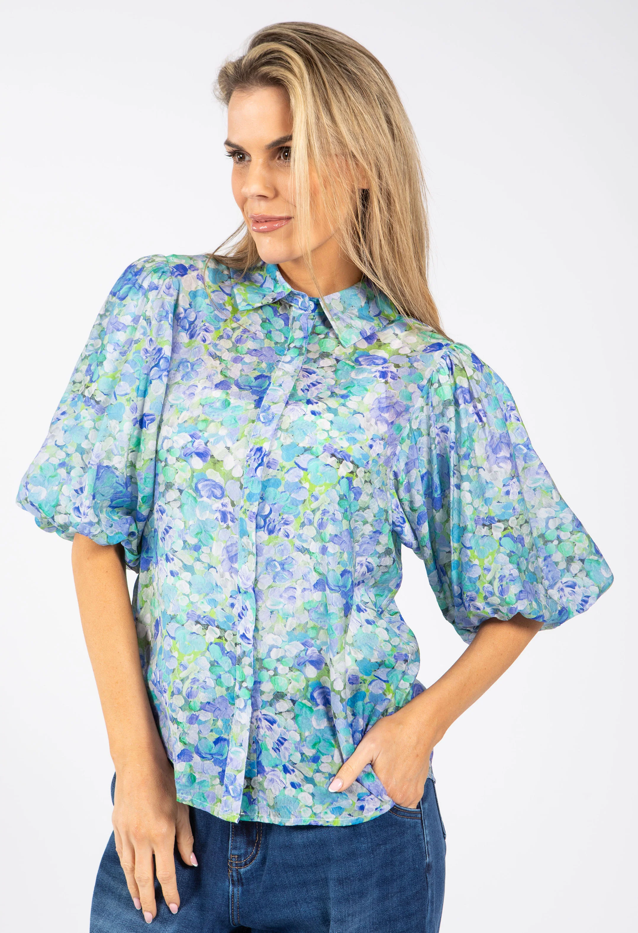 Floral Balloon Sleeve Blouse - Image 10