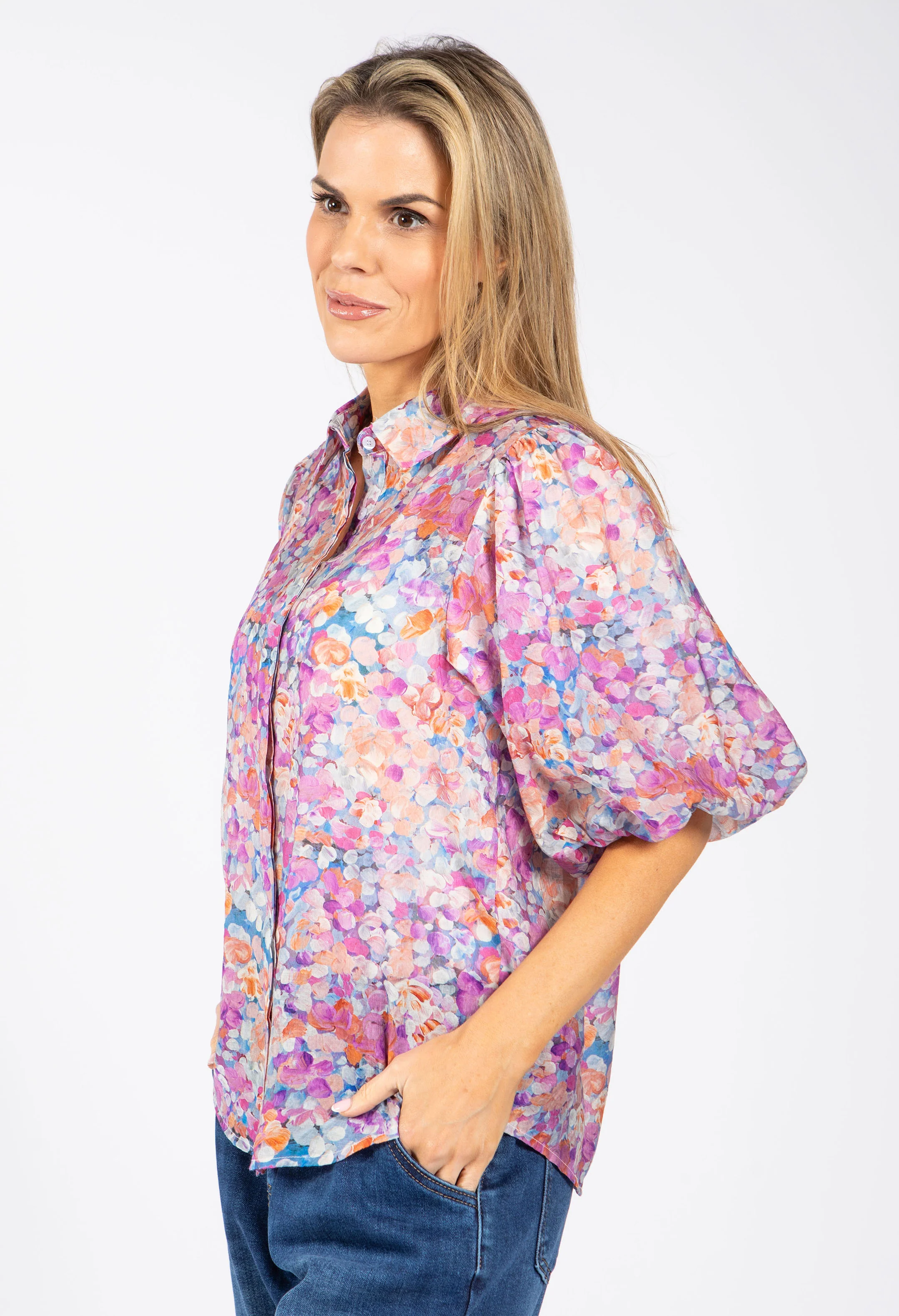 Floral Balloon Sleeve Blouse - Image 5