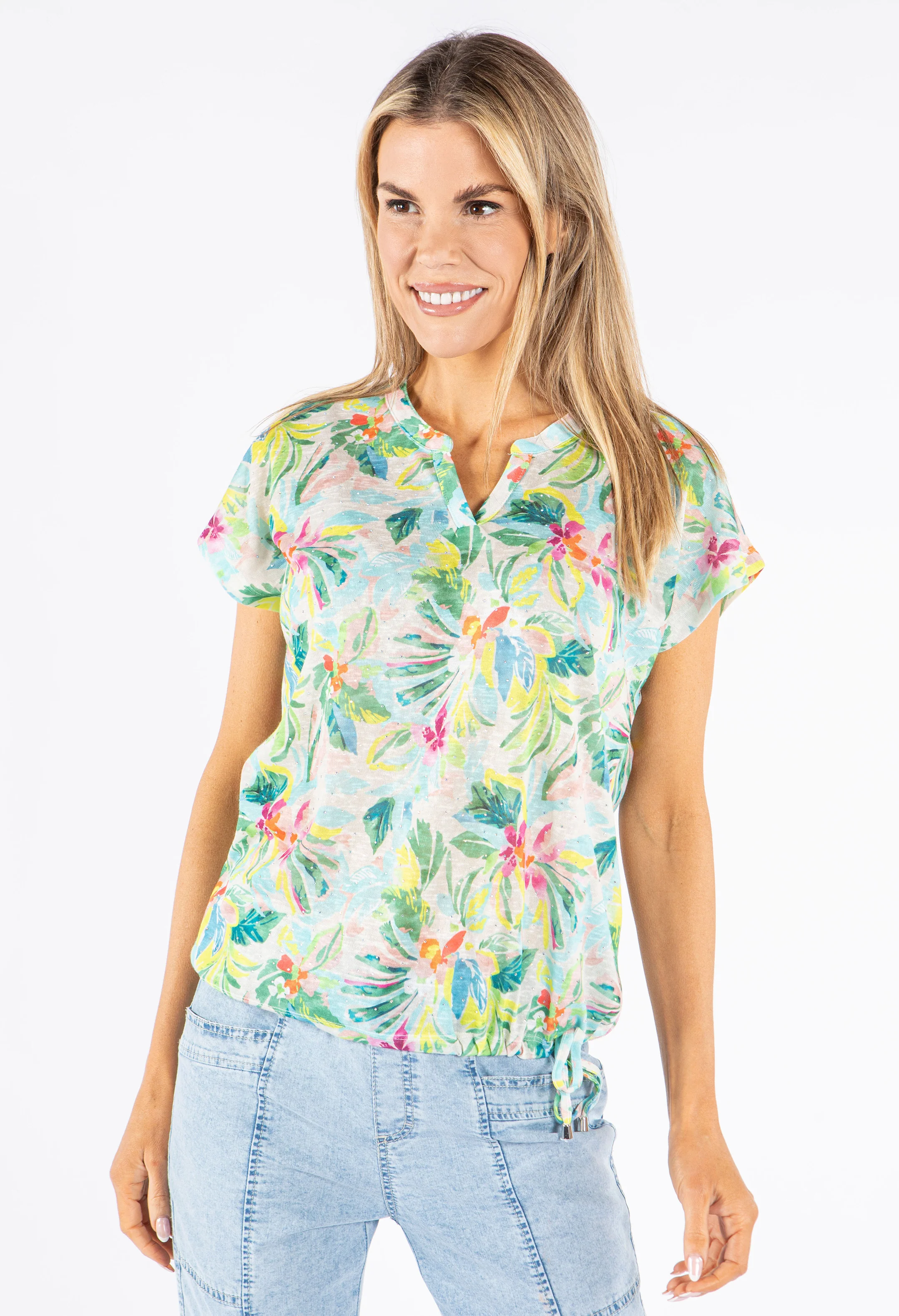 Floral Print Diamante Top - Image 3