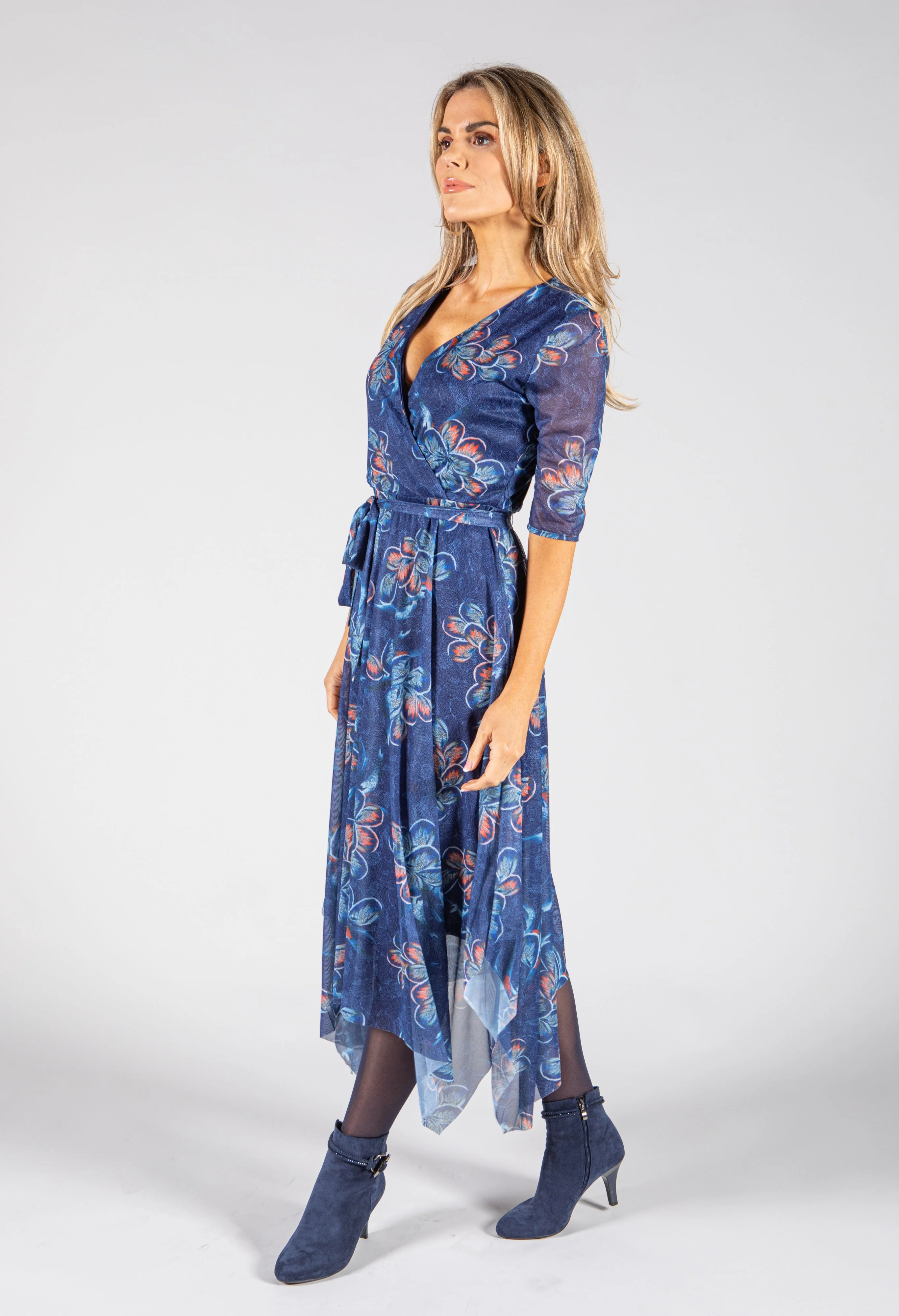 Floral Print Midi Wrap Dress - Image 2