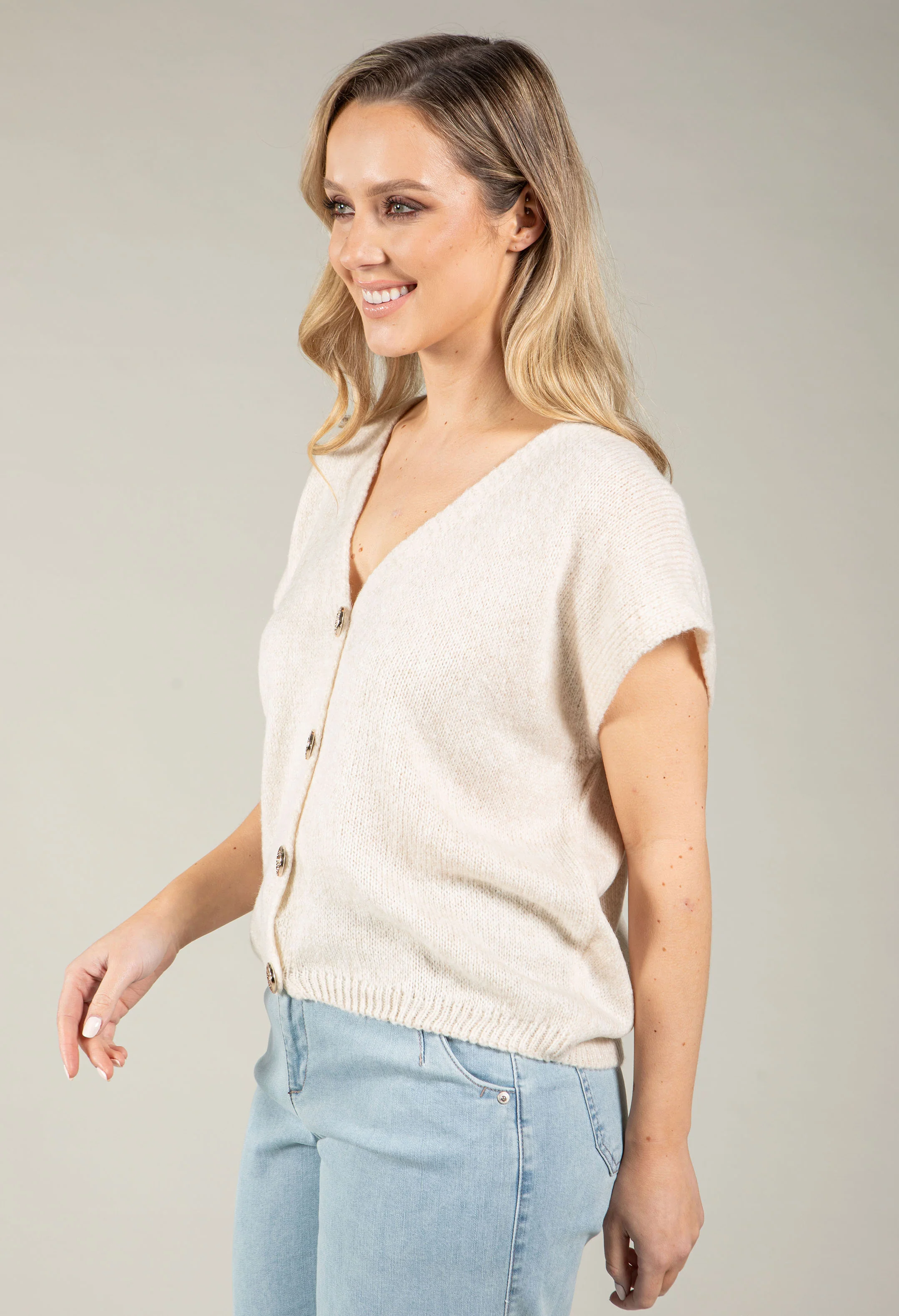 Gold Button Knitted Vest - Image 12