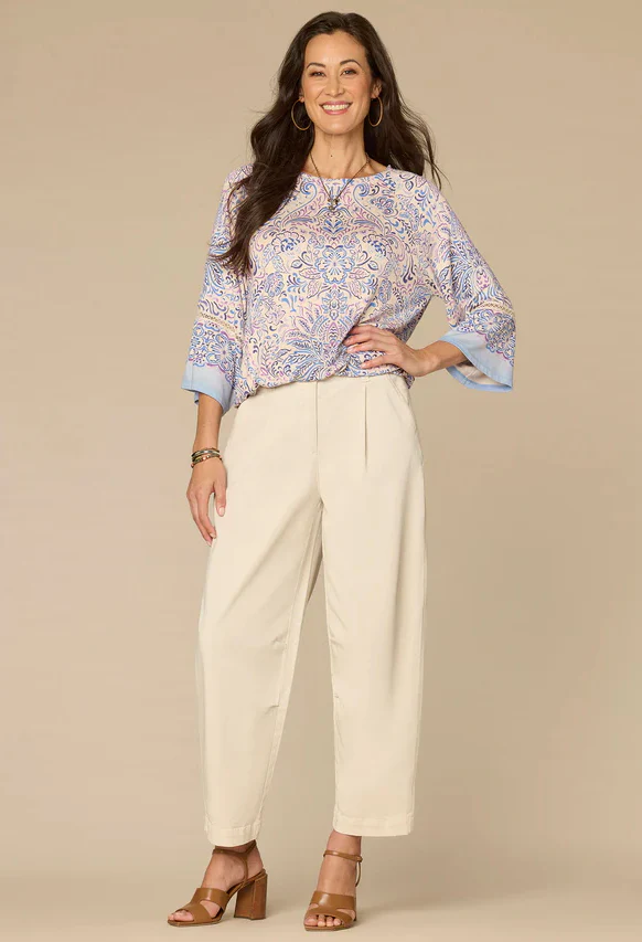 Kimono Sleeve Printed Knit Top - Image 4