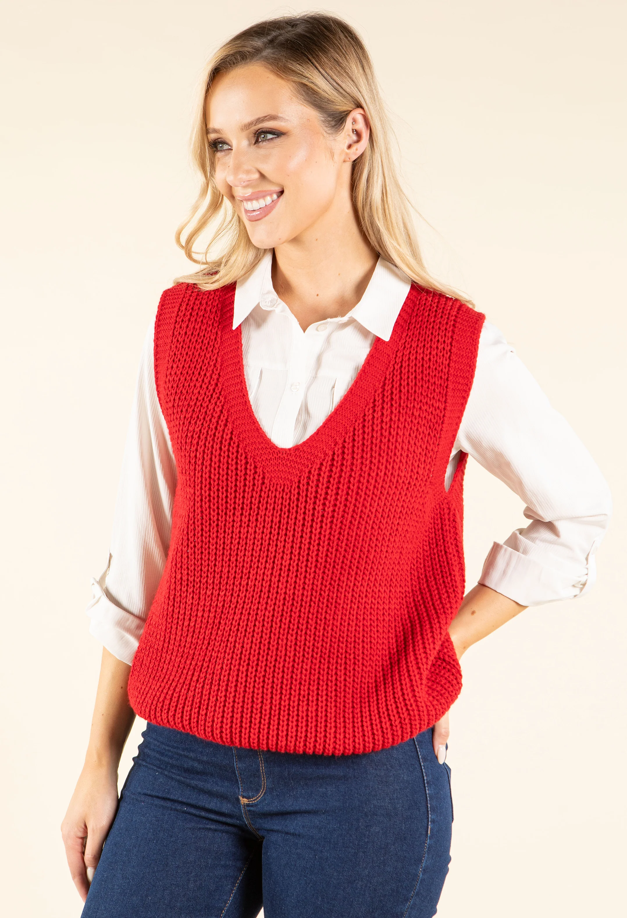 Soft Knit V-Neck Vest - Image 33