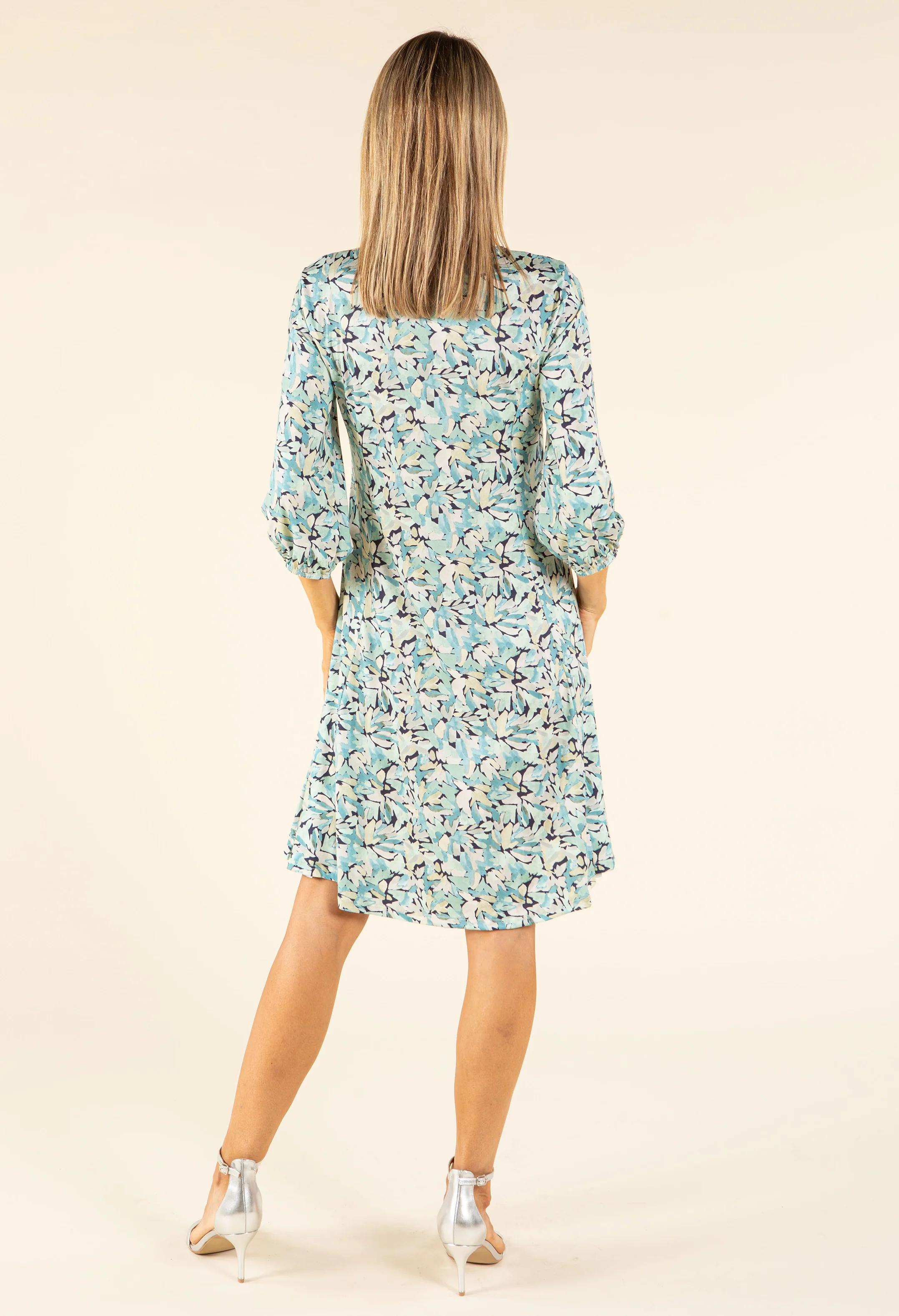 Leaf Print V-Neck Dress - Image 5