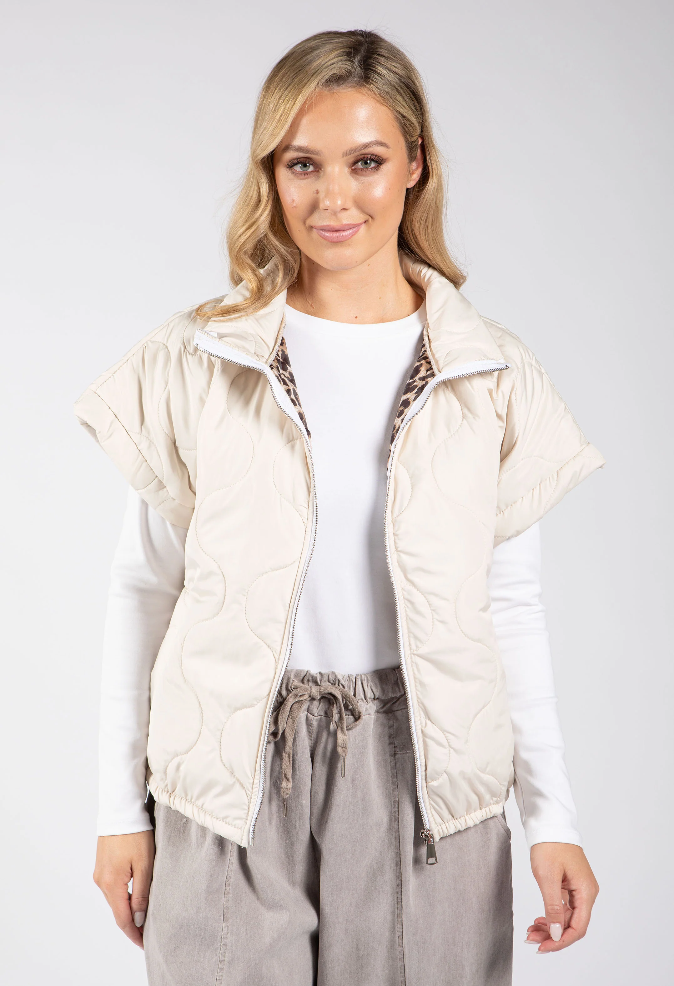 Leopard Lined Quilted Gilet