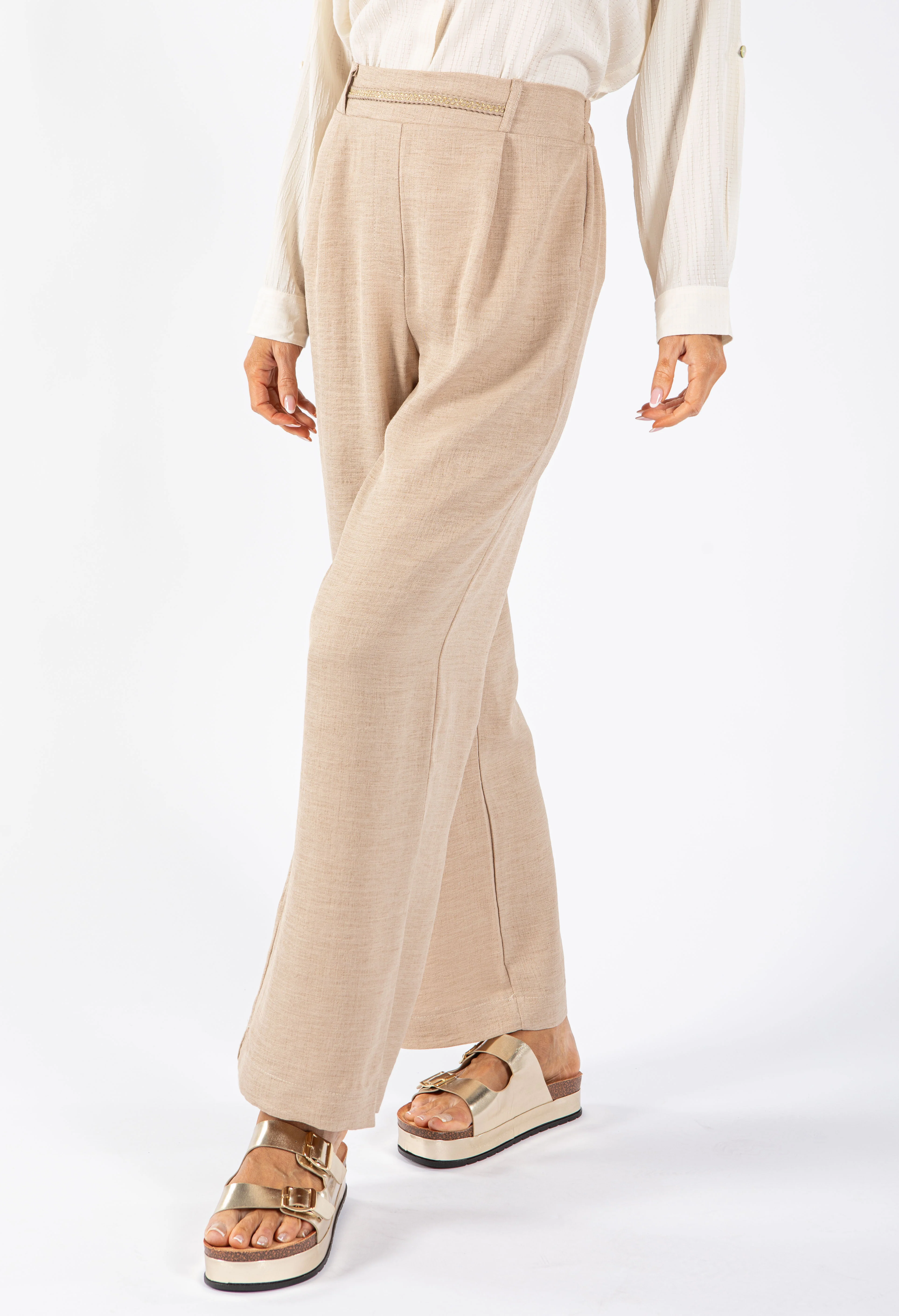 Linen Look Trousers - Image 3