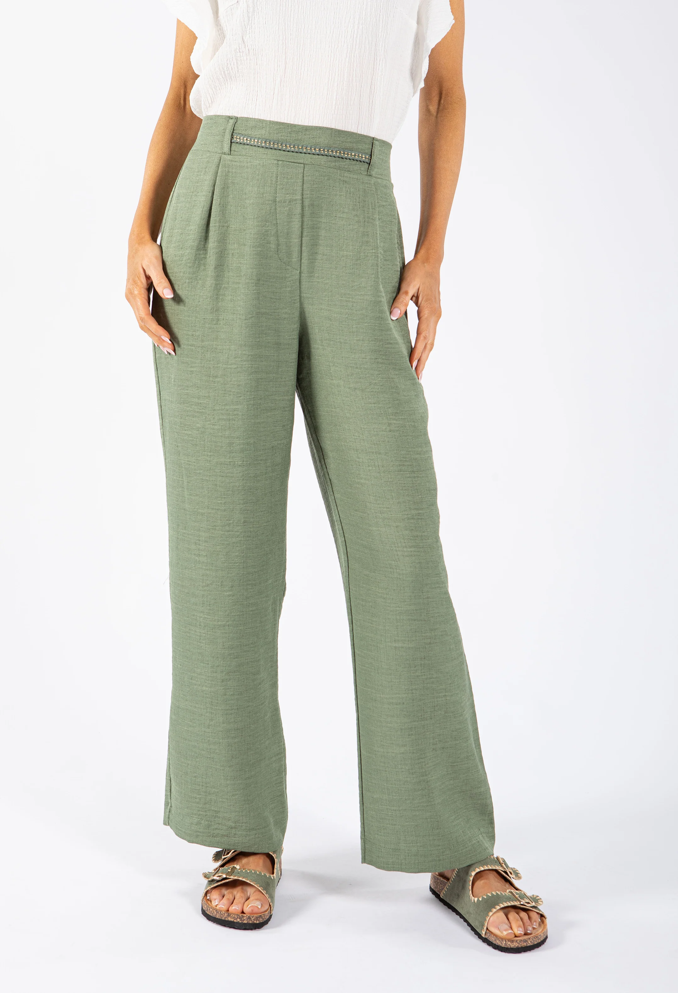 Linen Look Trousers - Image 7