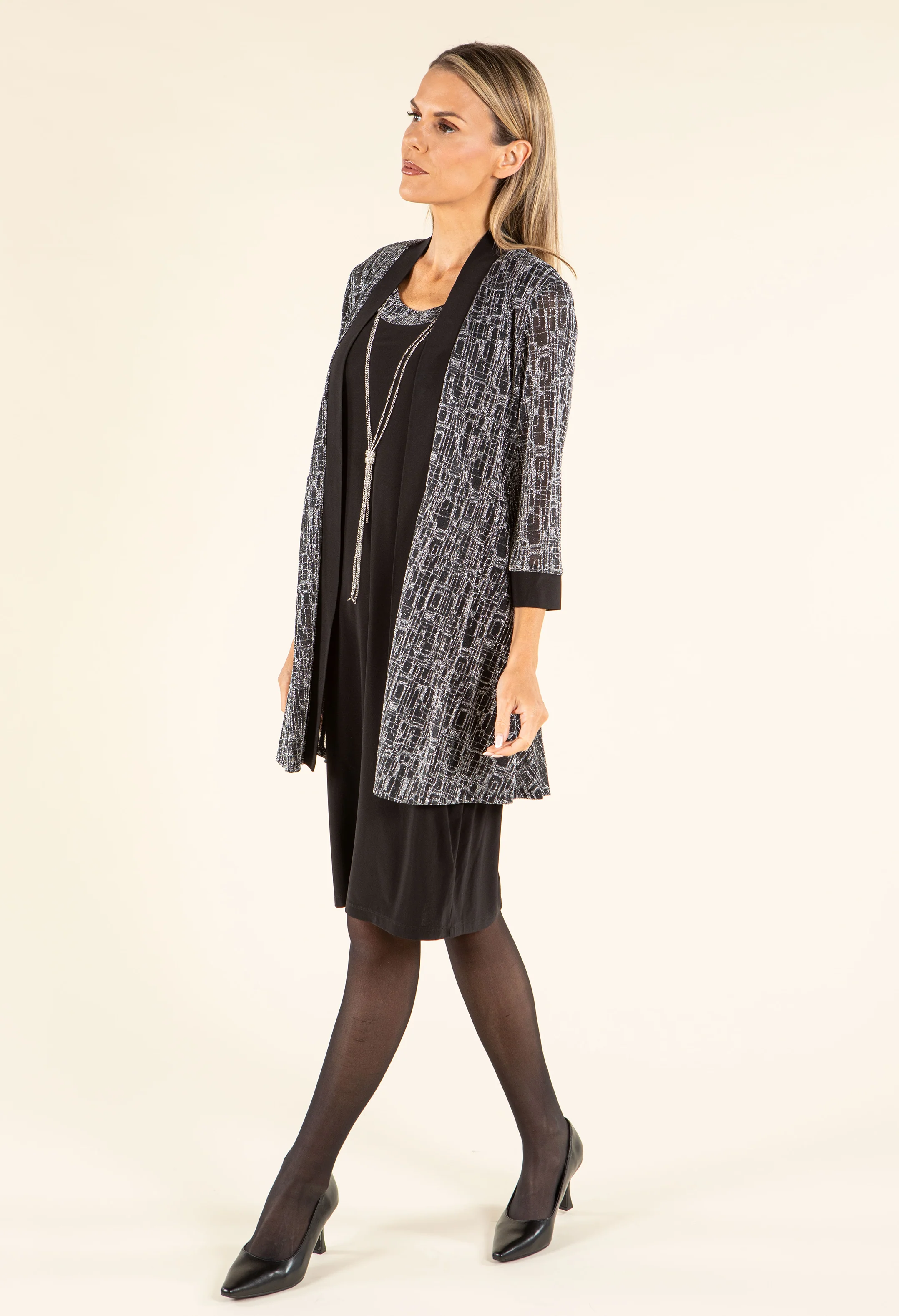 Metallic Knit Jacket & Dress Set - Image 2