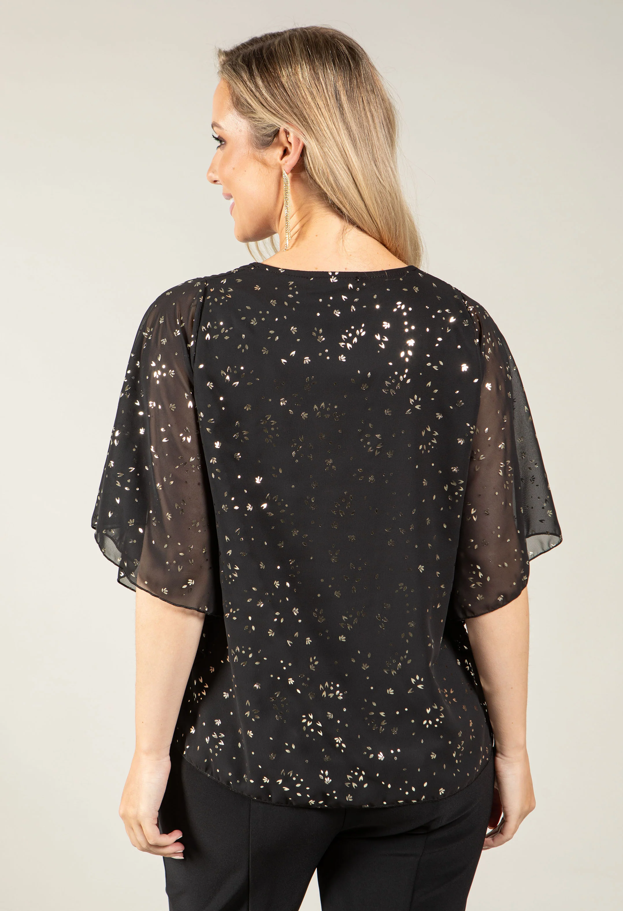 Plisse Pleat Angel Sleeve Blouse - Image 4