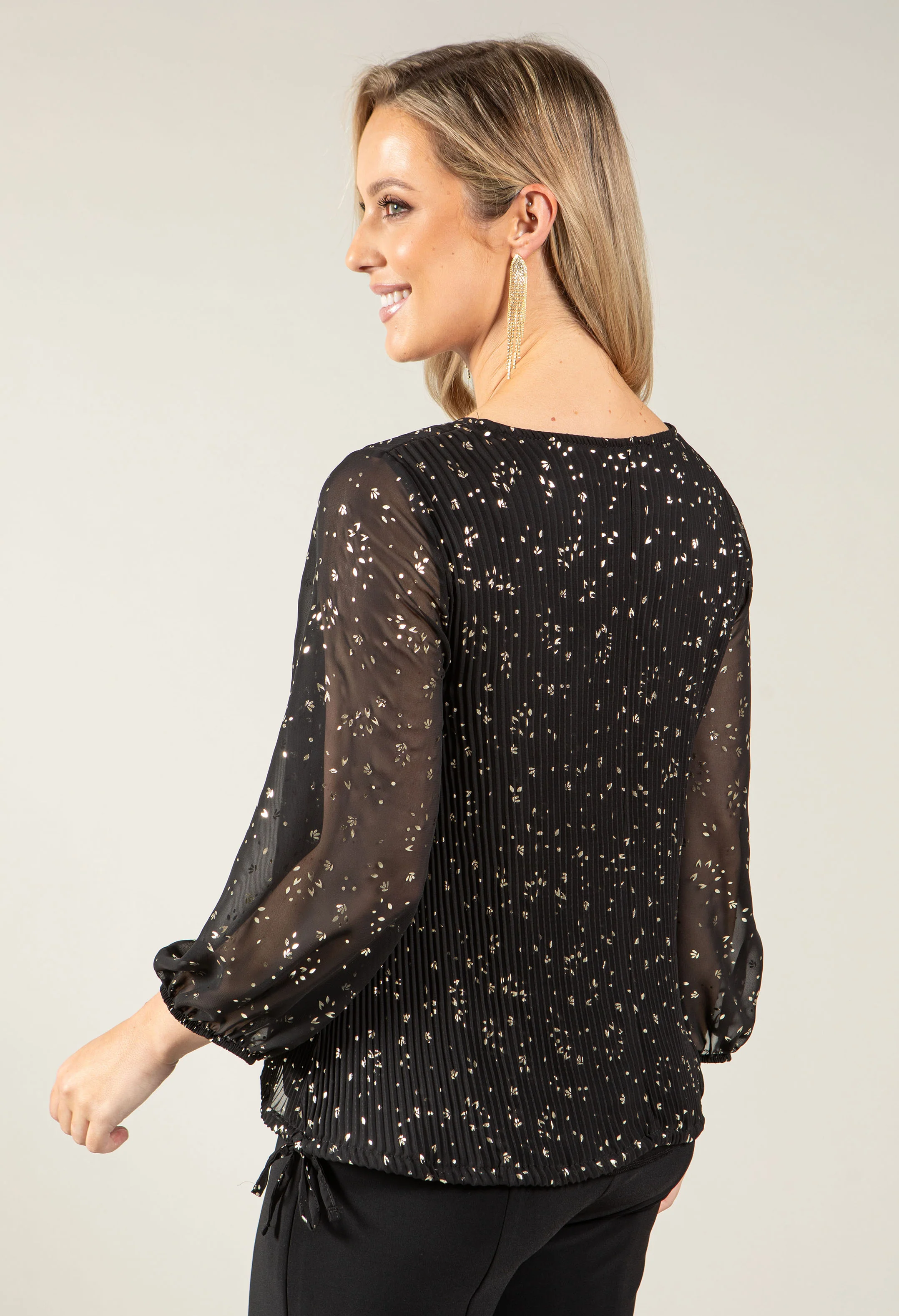 Plisse Pleated Floral Blouse - Image 6