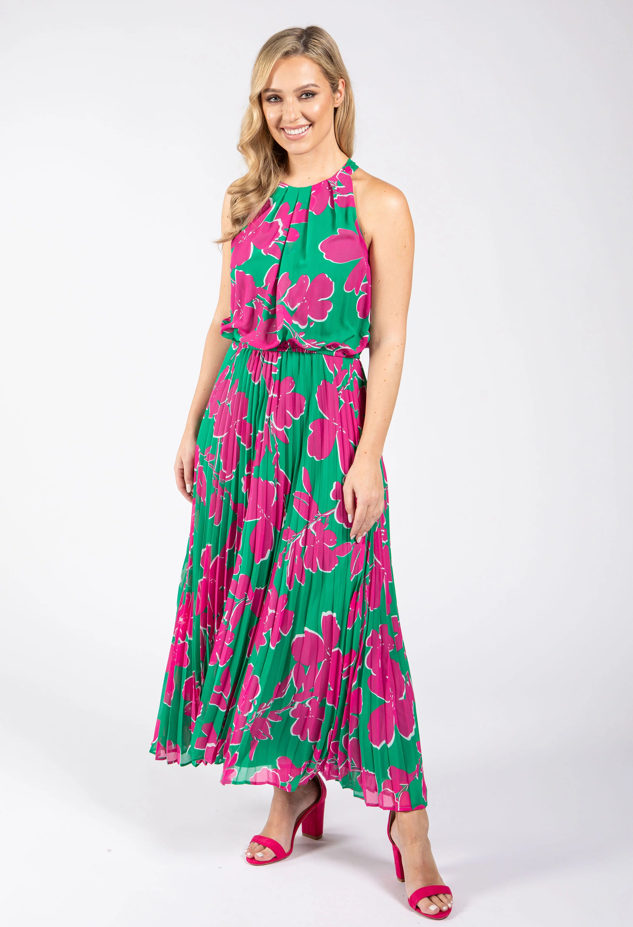 Plisse Pleated Halter Dress - Image 4
