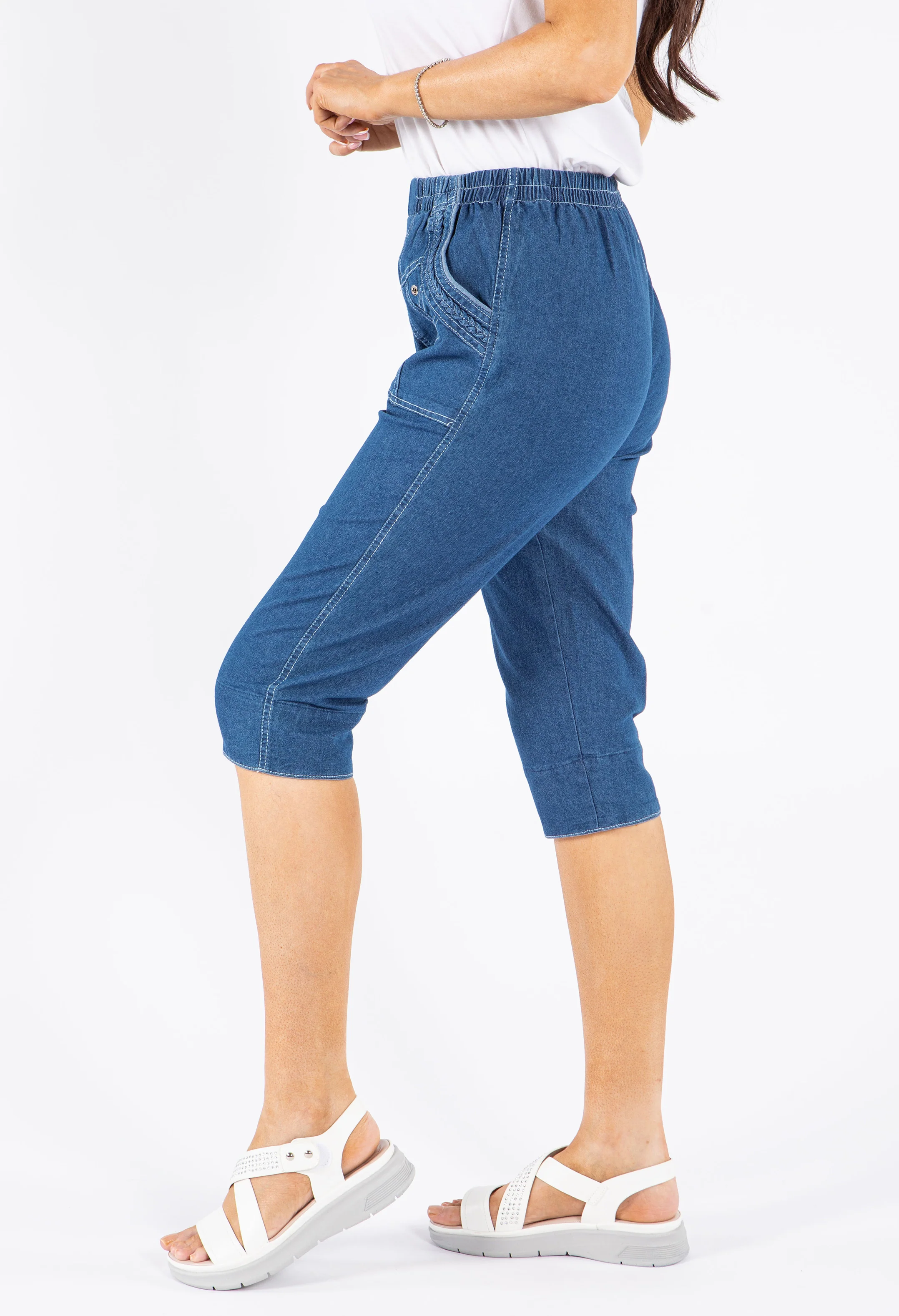 Pull On Denim Capris - Image 3