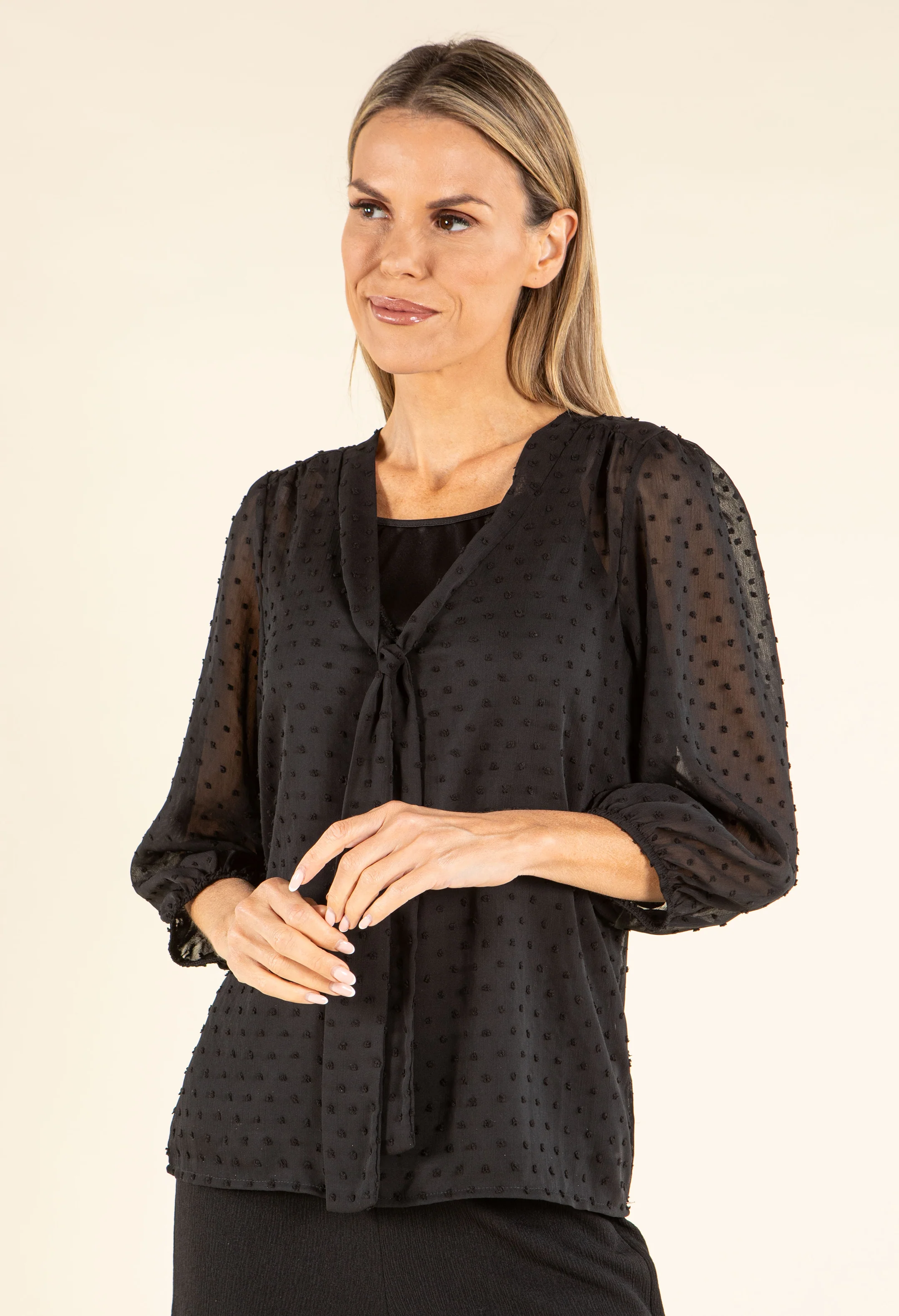 Pussy Bow Chiffon Blouse - Image 2
