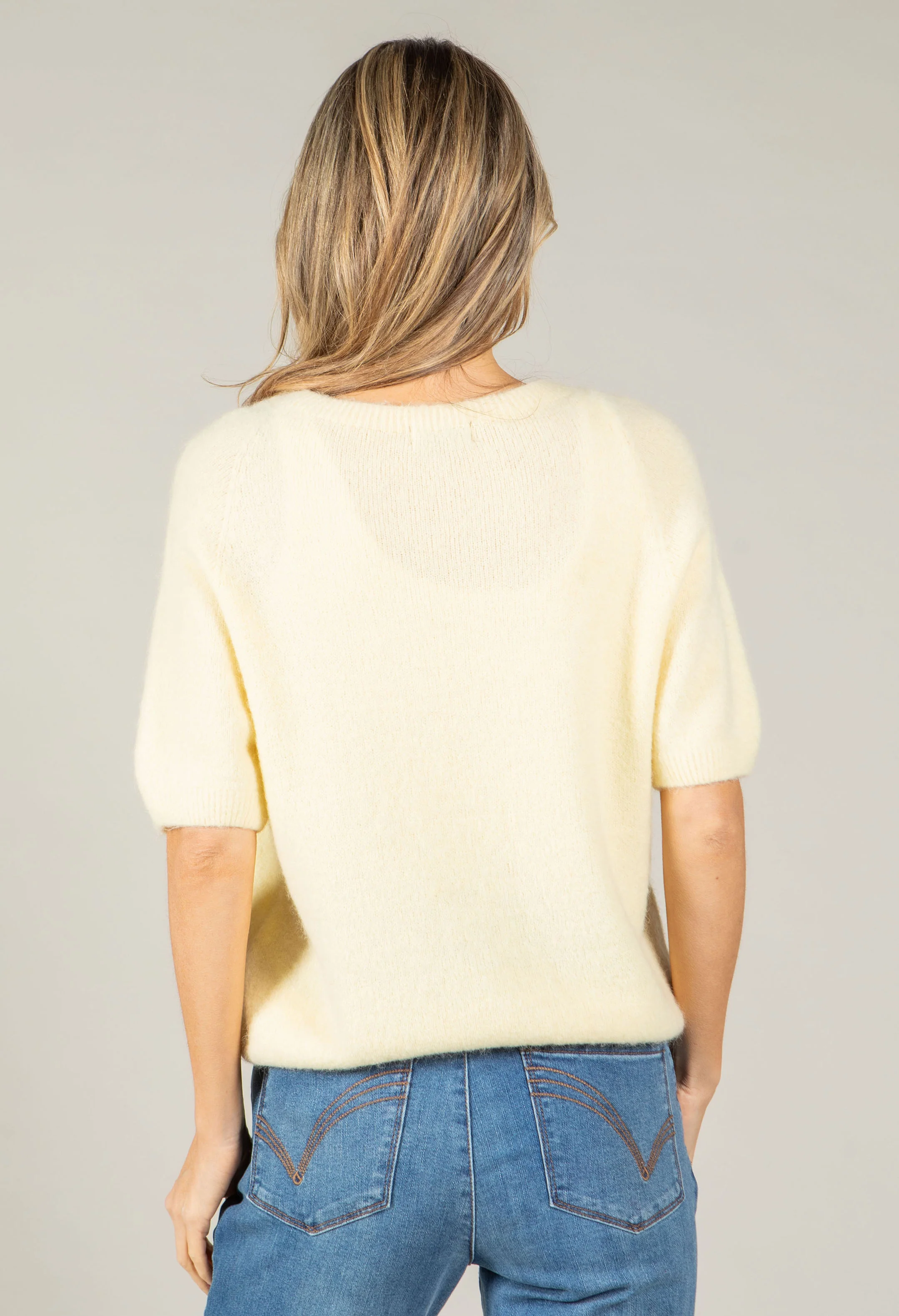 Round Neck Short Sleeve Sweater in Superfine Alpaca - Image 19