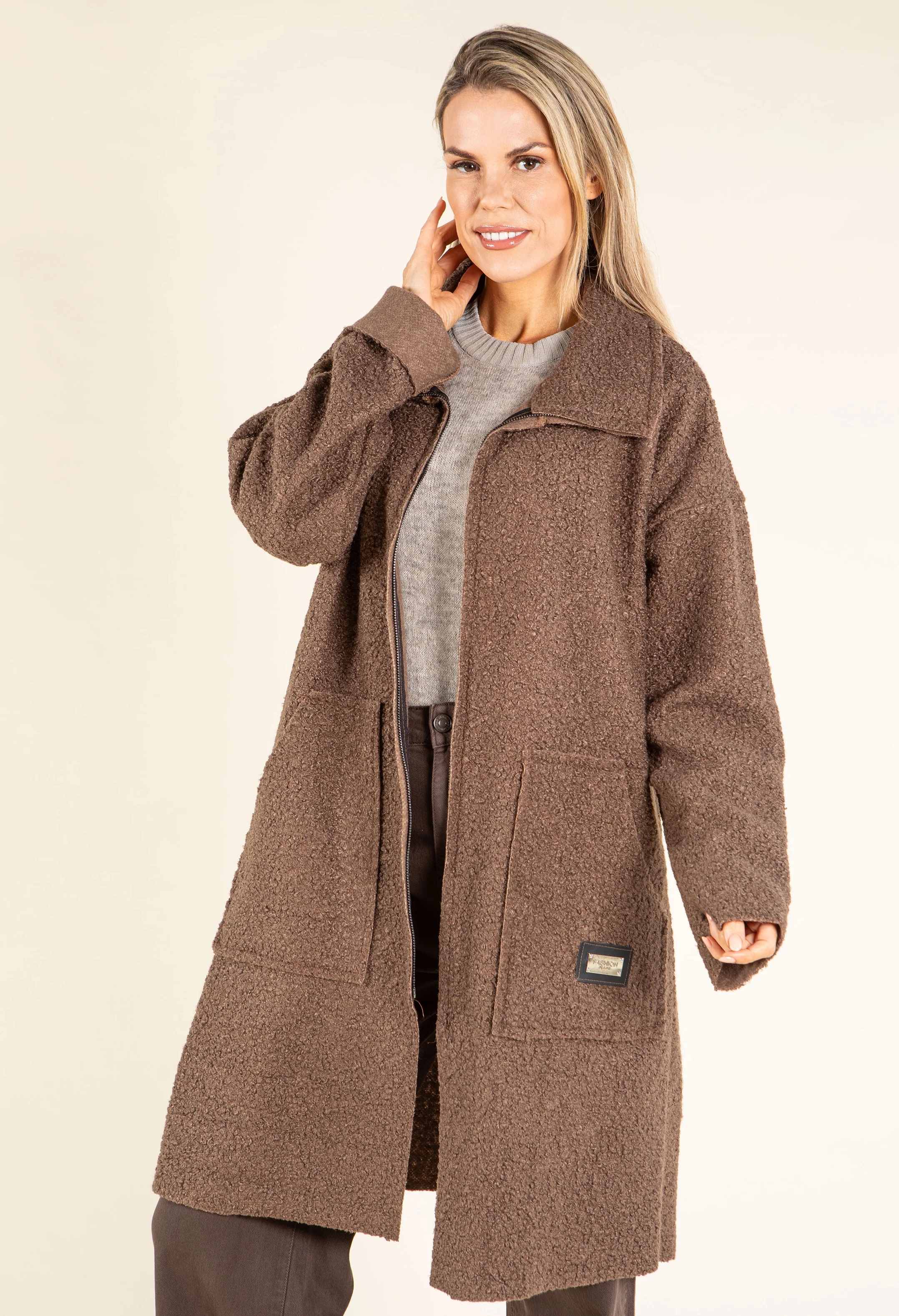 Sophie Boucle Zip-up Coatigan - Image 16
