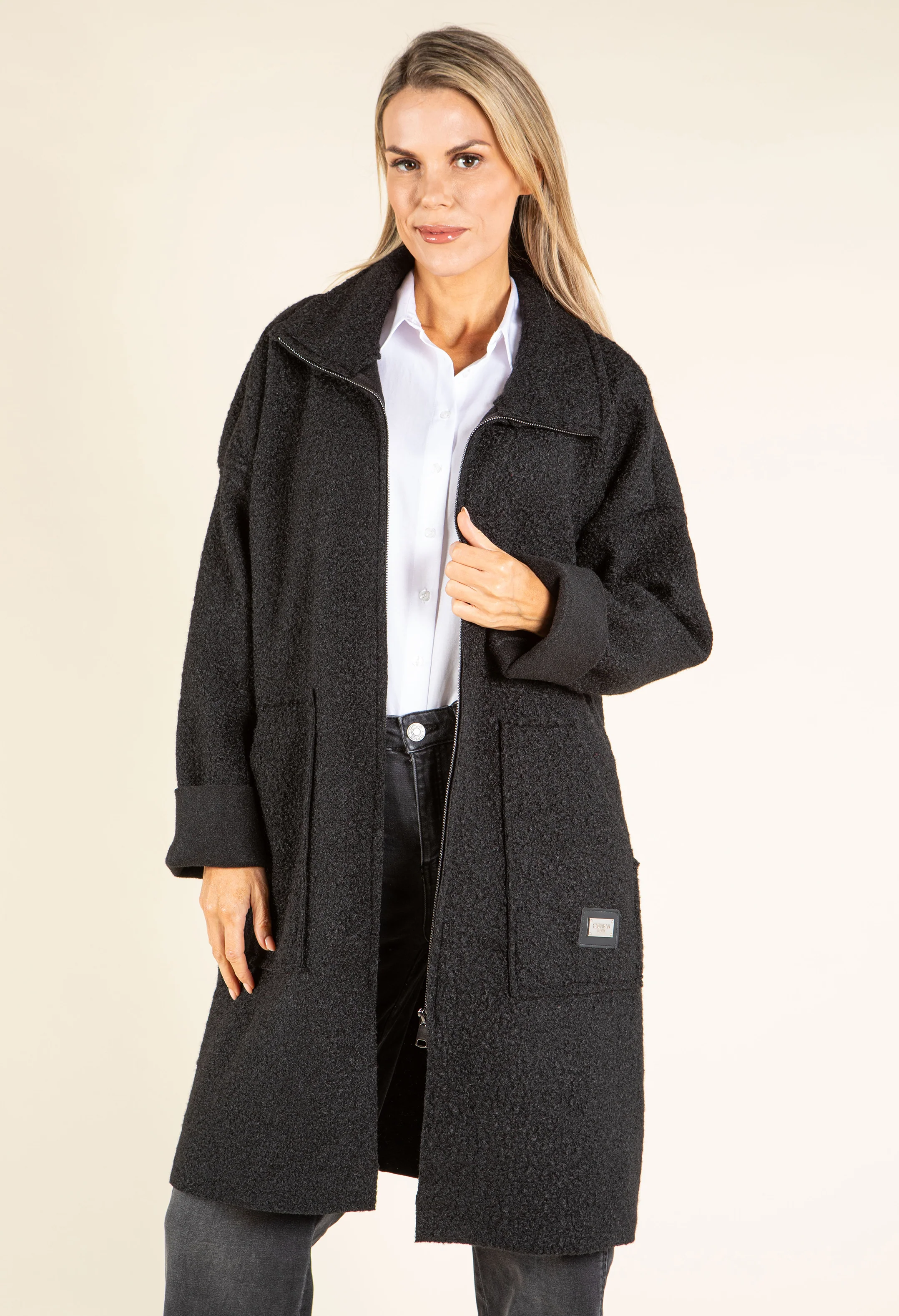 Sophie Boucle Zip-up Coatigan - Image 2