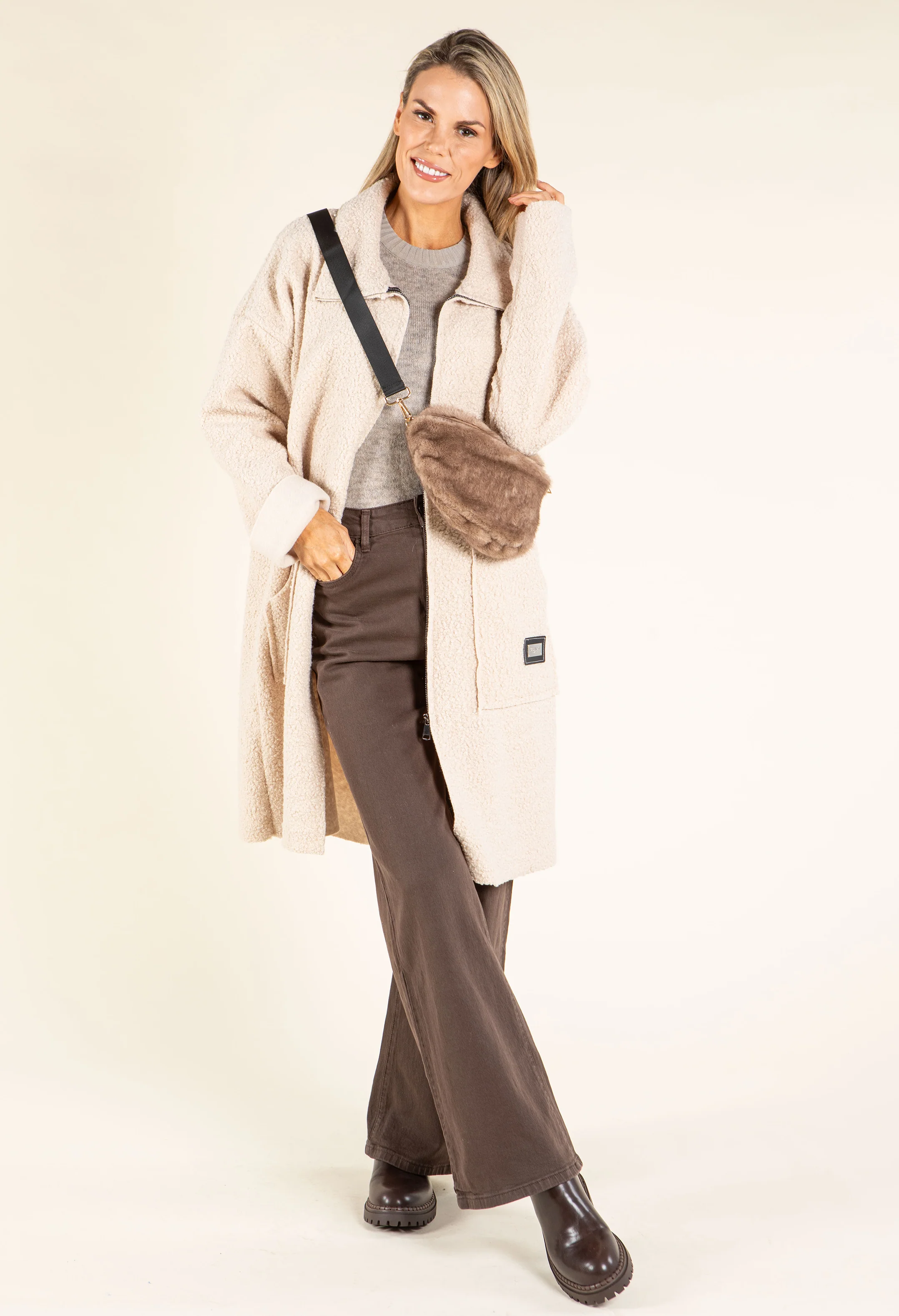 Sophie Boucle Zip-up Coatigan - Image 5