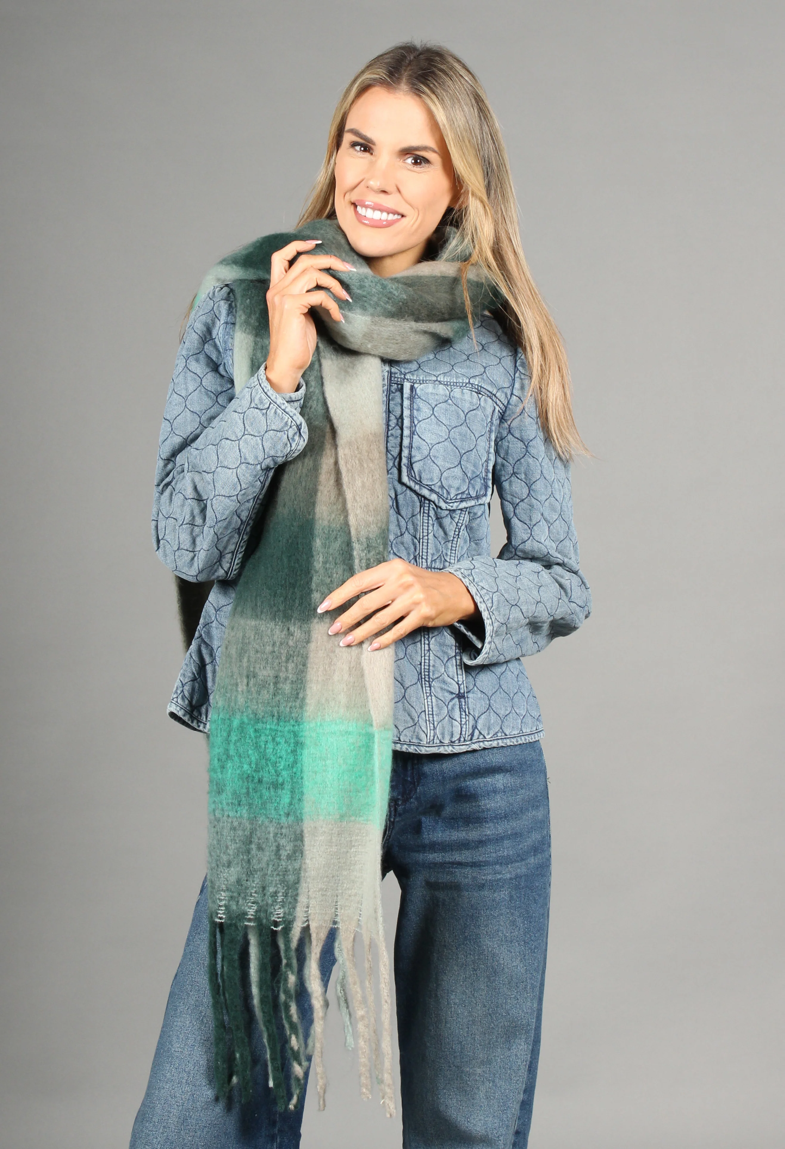 Super Soft Tassel End Check Scarf - Image 8