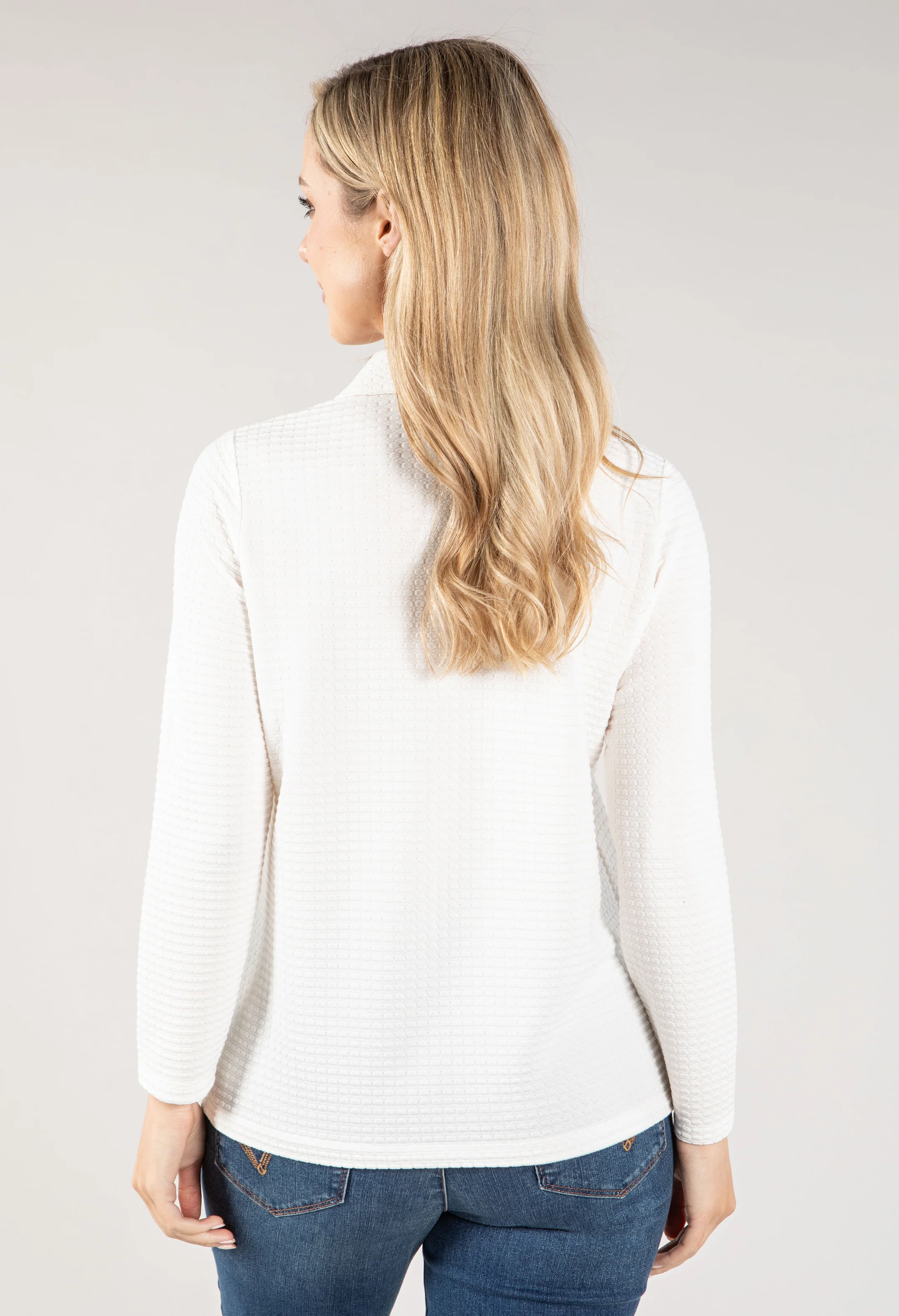 Waffle Textured Polo Neck Top - Image 3