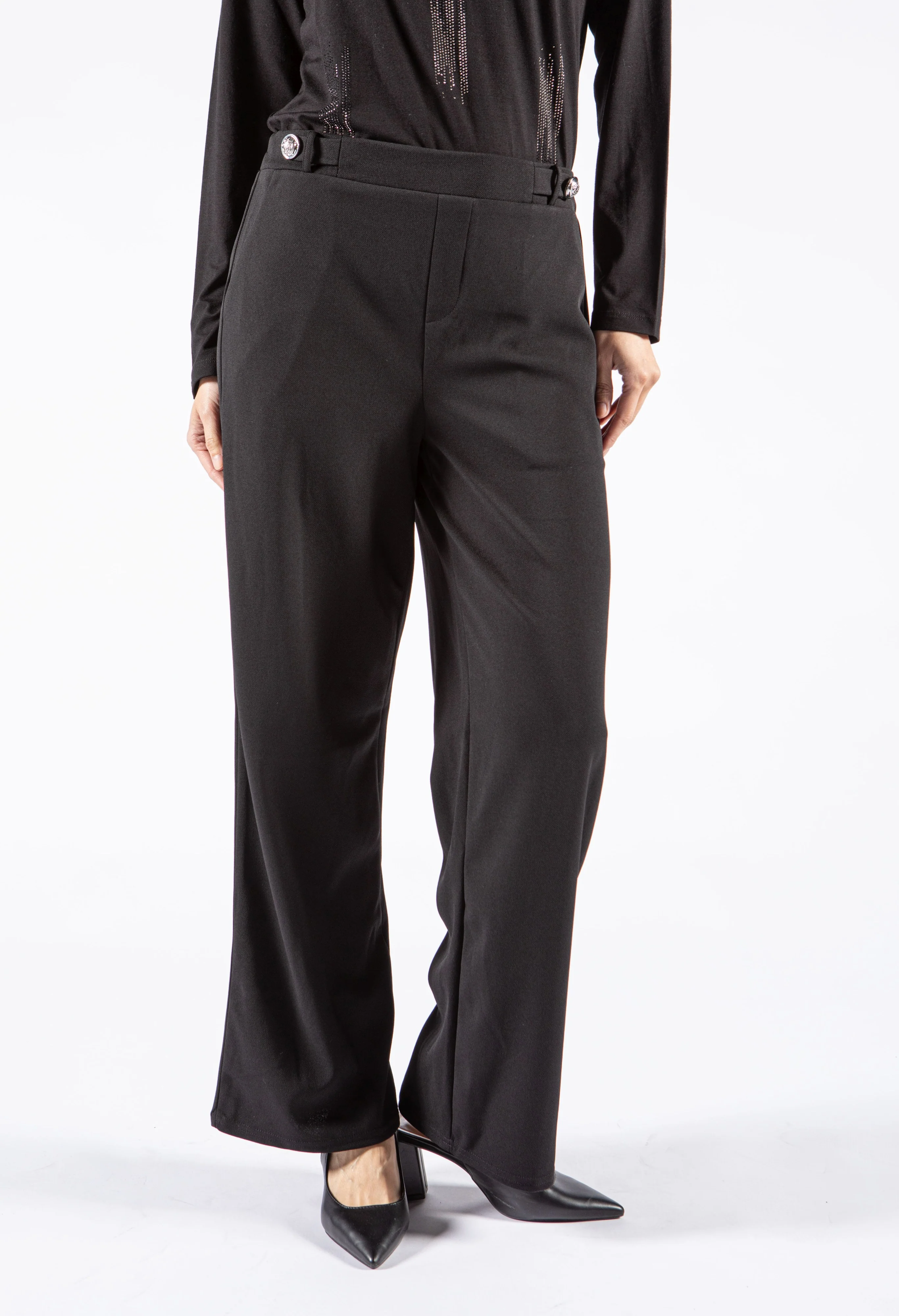 Wide Leg Trouser with Button Detail - Image 4